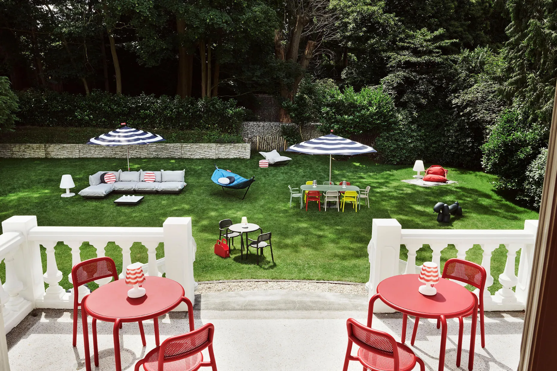 Attackle! Petit banc de jardin, bleu, 195x55x77.5 cm