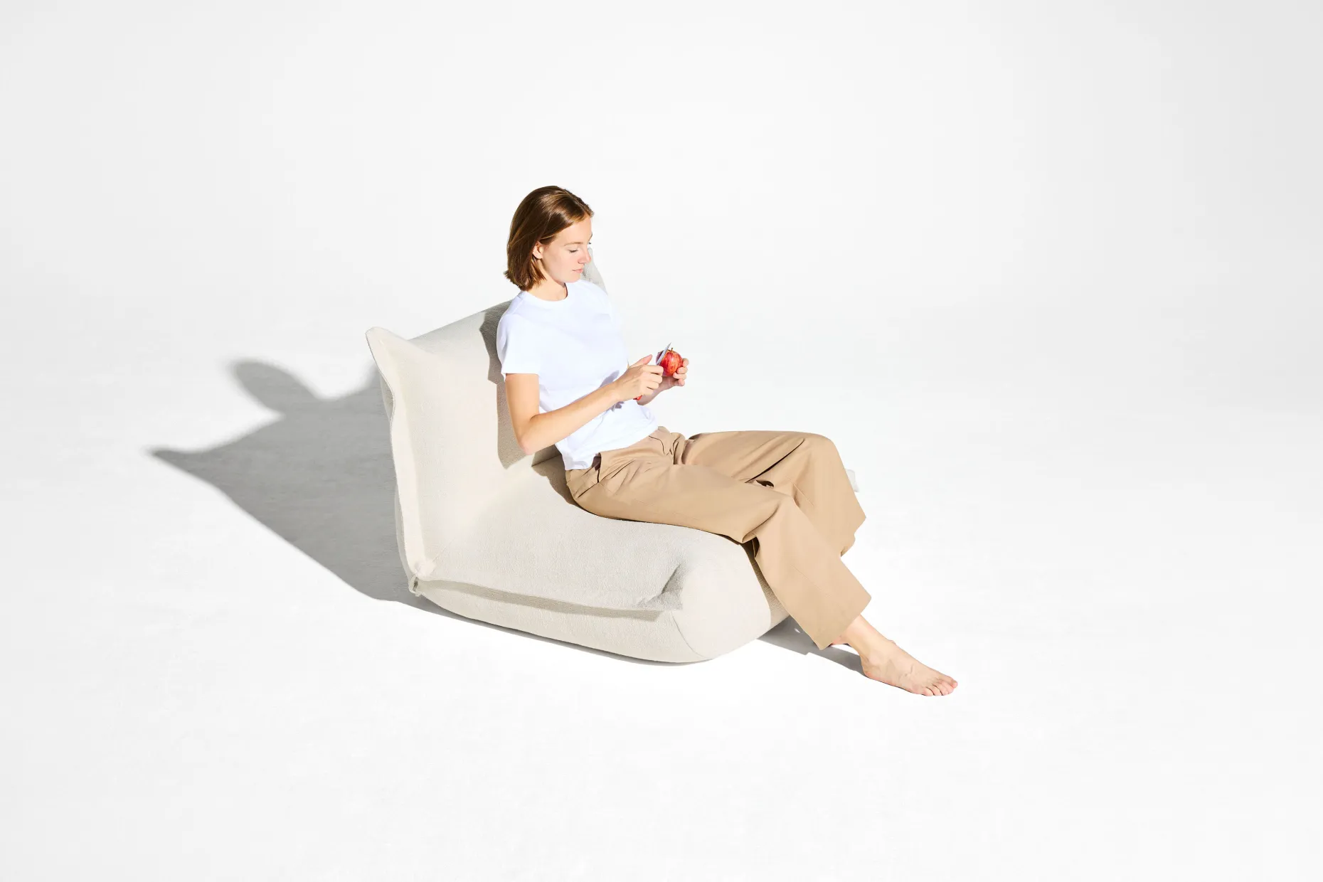 BonBaron Slim Boucle Fauteuil lounge, beige, 102x85x75 cm