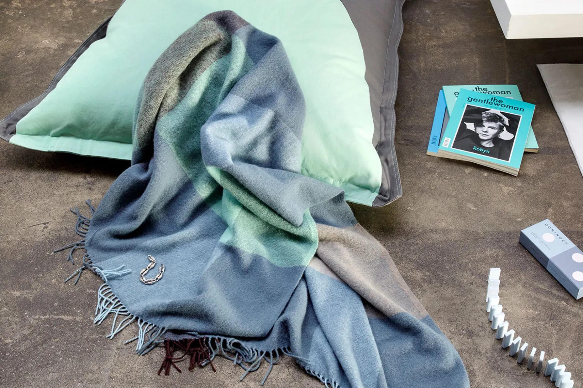 Colour Blend Blanket Couverture en laine, bleu, 130x185 cm