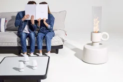 Flamtastique Lampe à huile pour l’extérieur, blanc, 58.5x115.5 cm