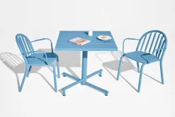Fred's Square Bistreau Petite table de jardin carrée, bleu, 80x80x76 cm