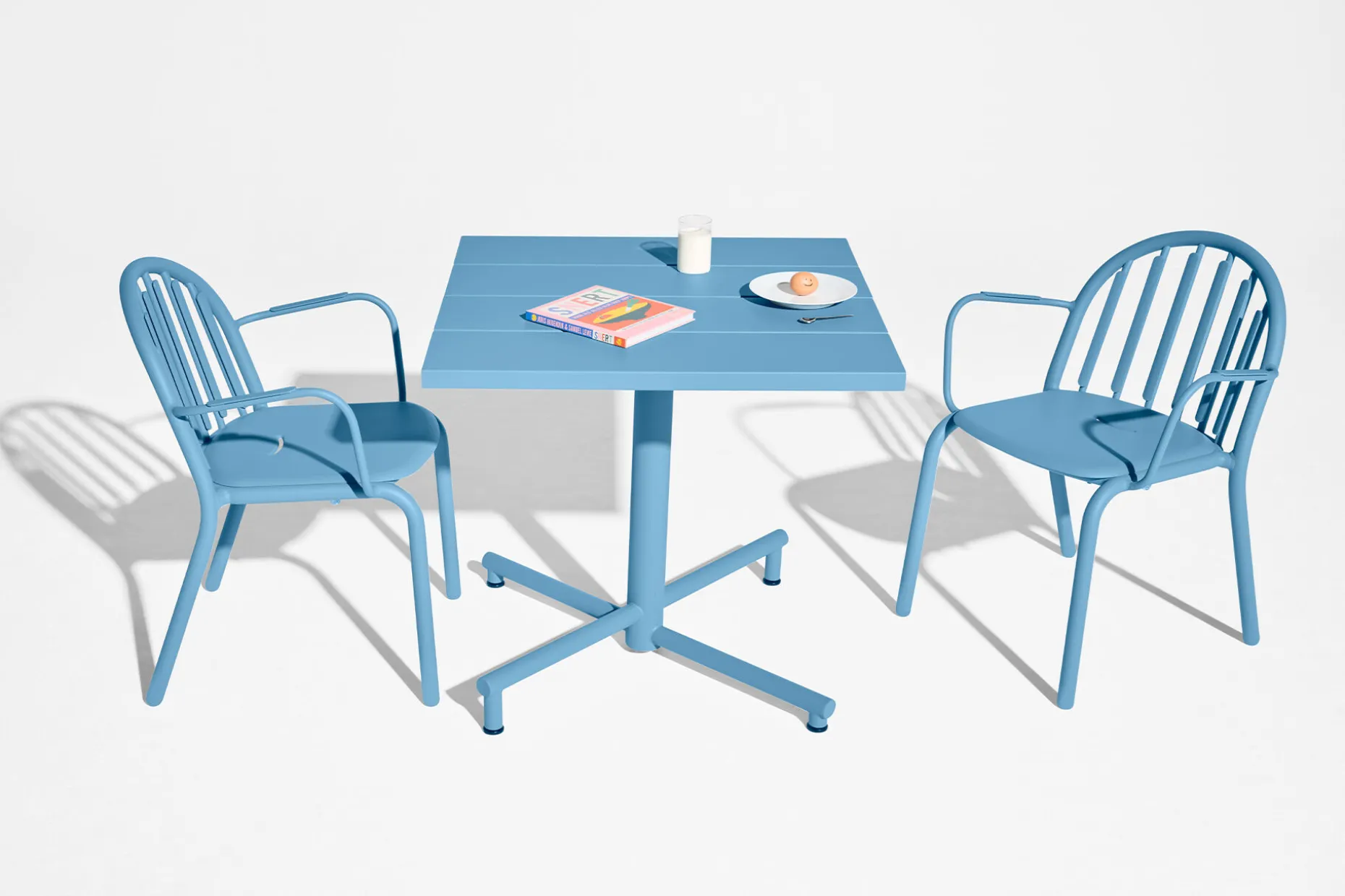 Fred's Square Bistreau Petite table de jardin carrée, bleu, 80x80x76 cm