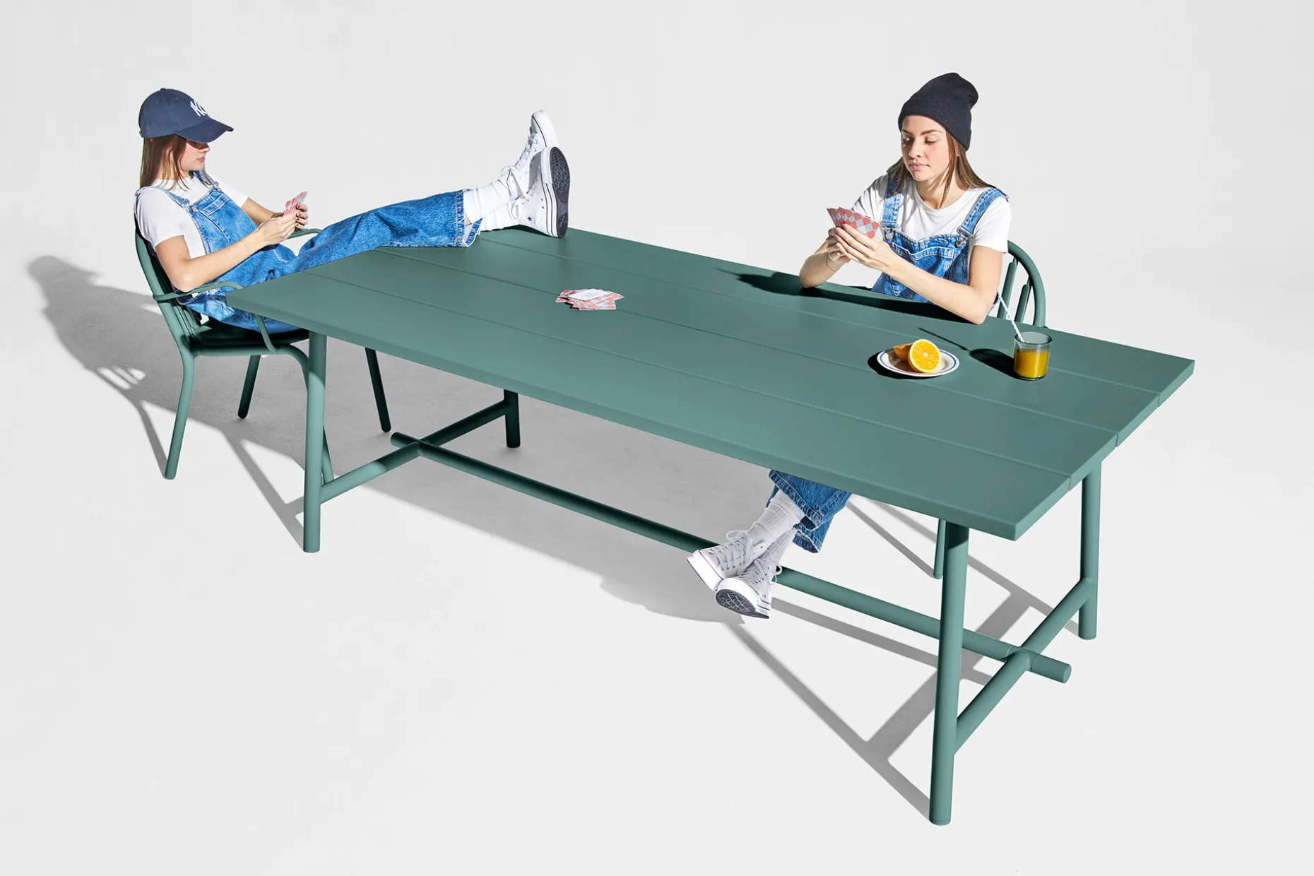 Fred's Table Table de jardin, vert, 220x100x76 cm