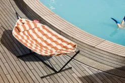 Headdemock Superb Stripe Orange Creme Hamac avec support, 270x138x110 cm
