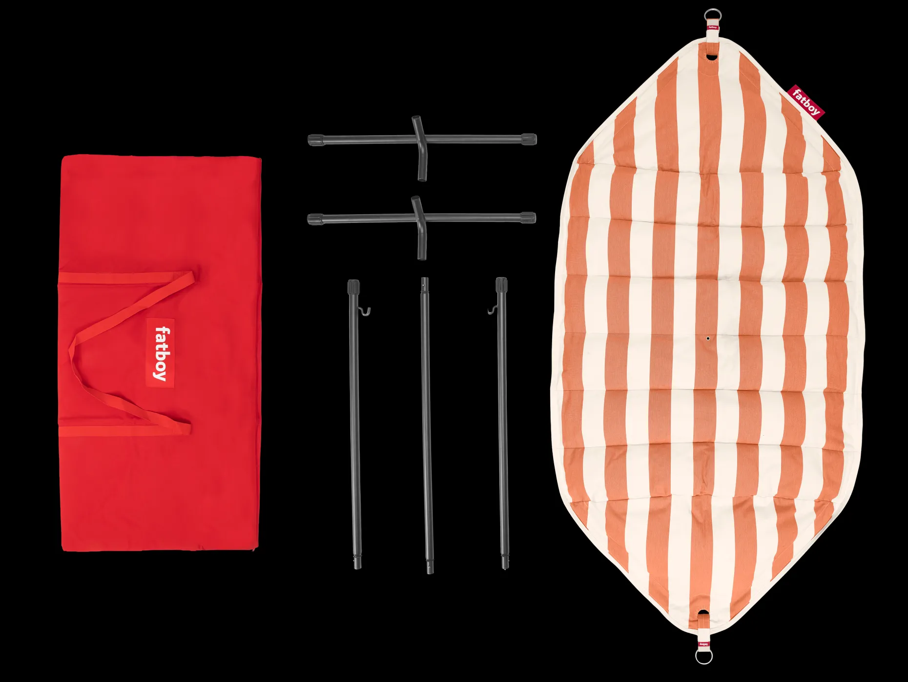 Headdemock Superb Stripe Orange Creme Hamac avec support, 270x138x110 cm
