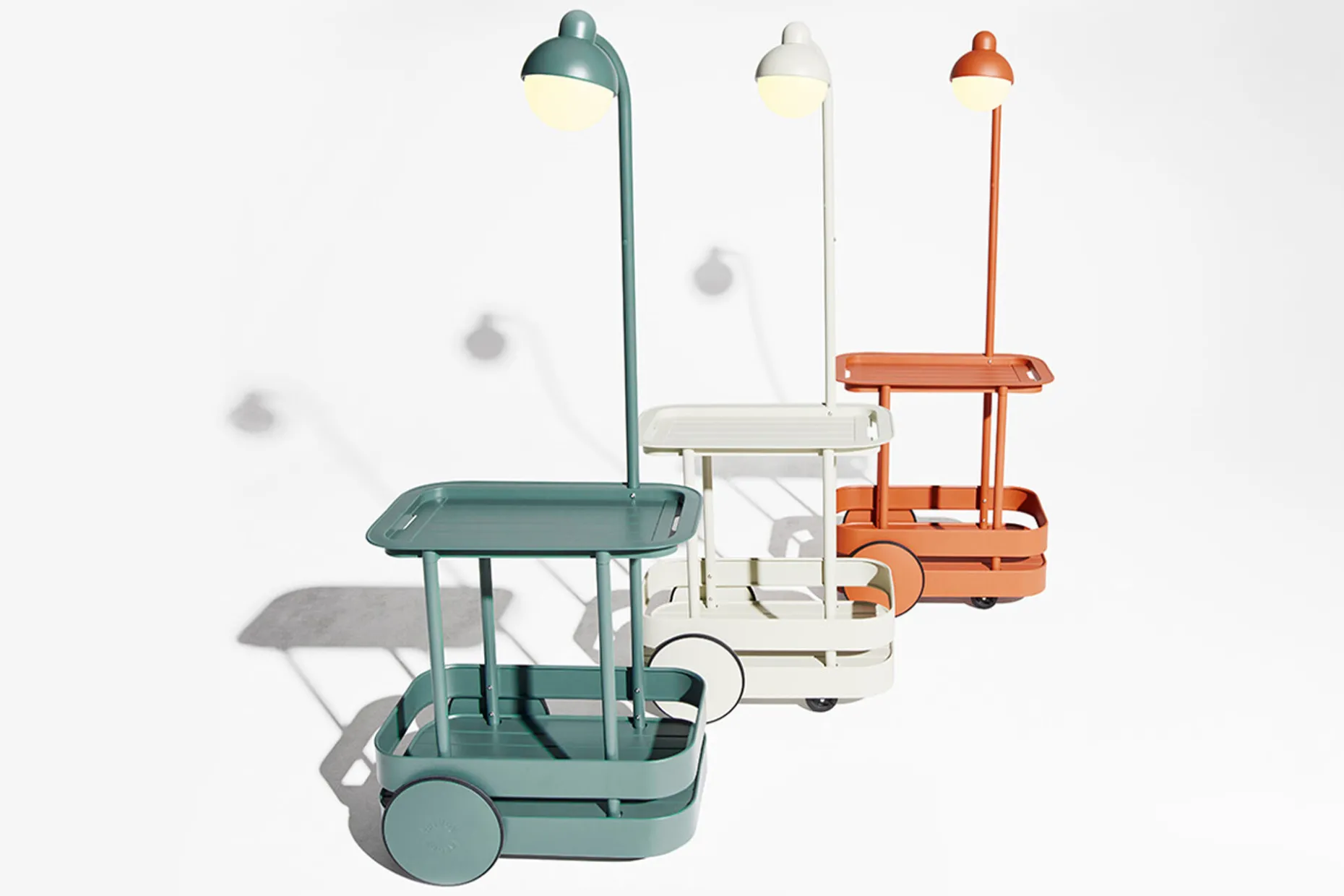 Jolly Trolley Table de bar mobile, blanc, 78x55x200 cm