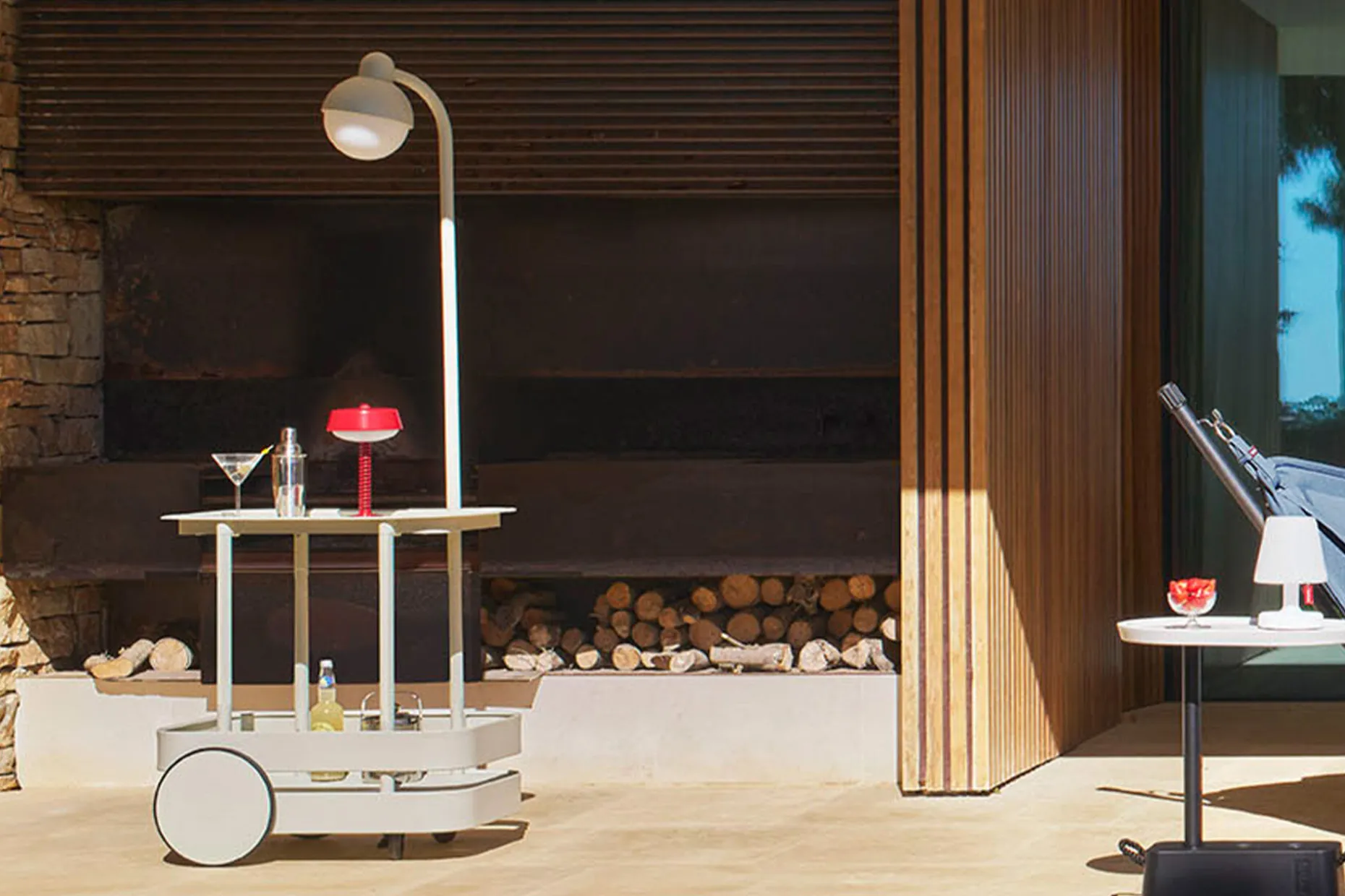Jolly Trolley Table de bar mobile, blanc, 78x55x200 cm