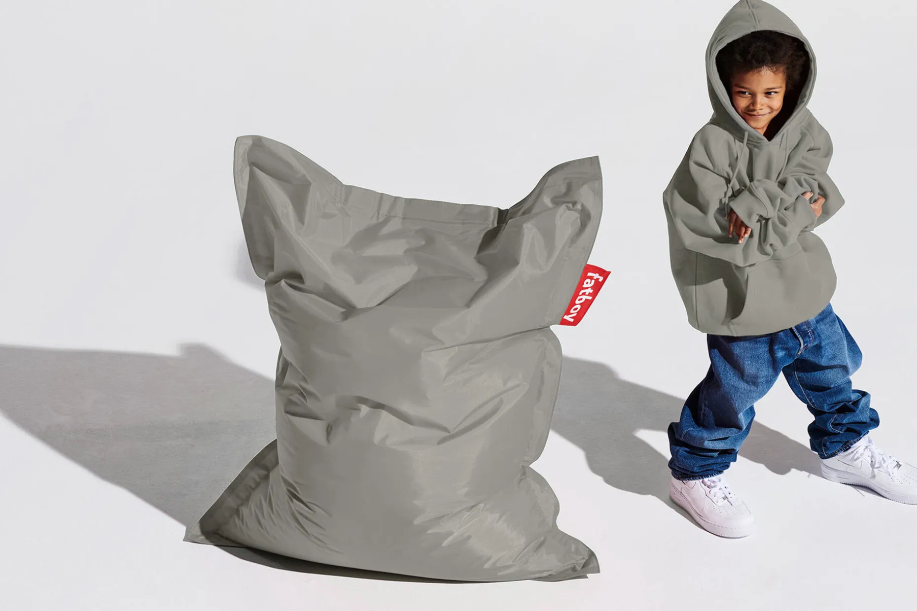 Junior Pouf pour enfant, argent, 100x130 cm