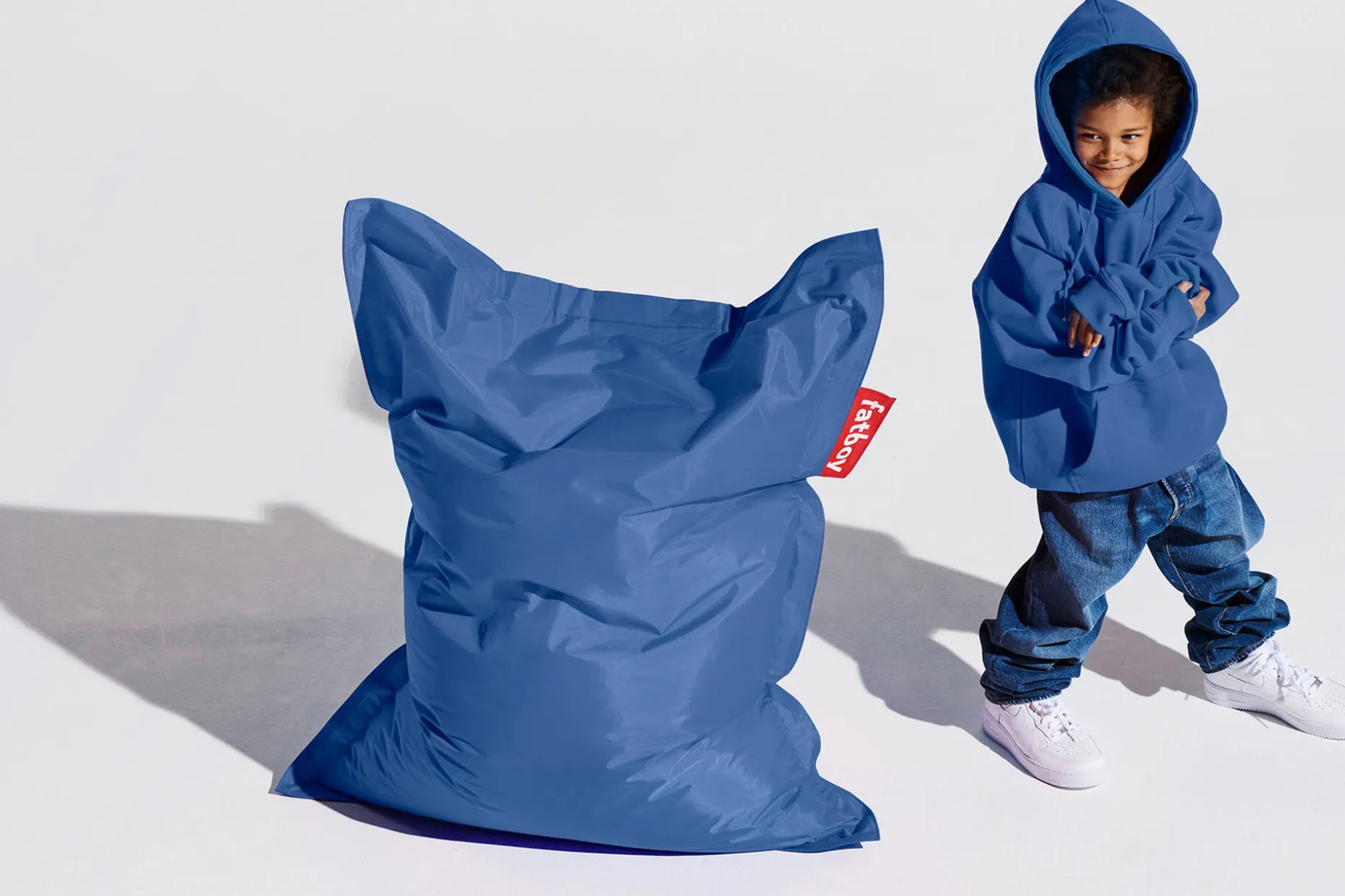 Junior Pouf pour enfant, bleu, 100x130 cm