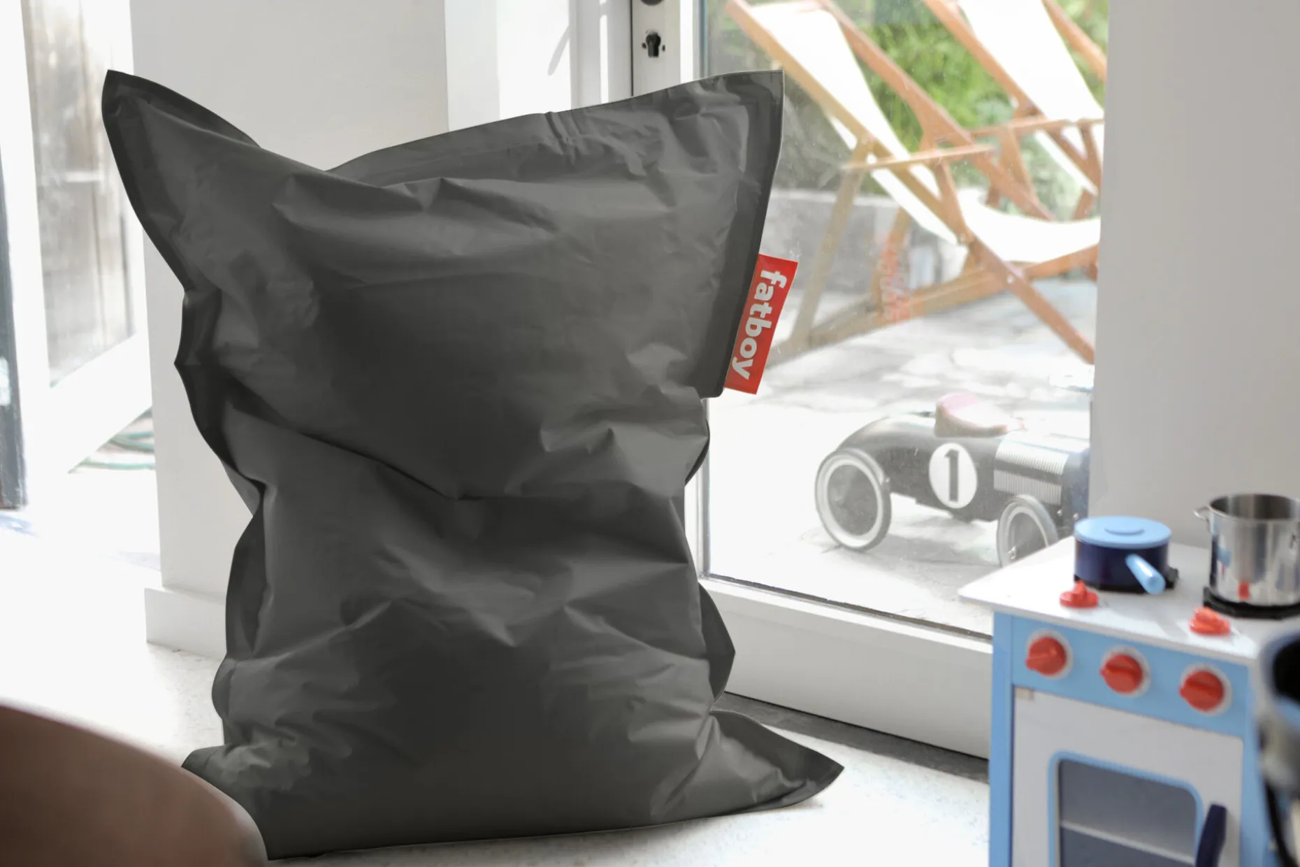 Junior Pouf pour enfant, gris, 100x130 cm