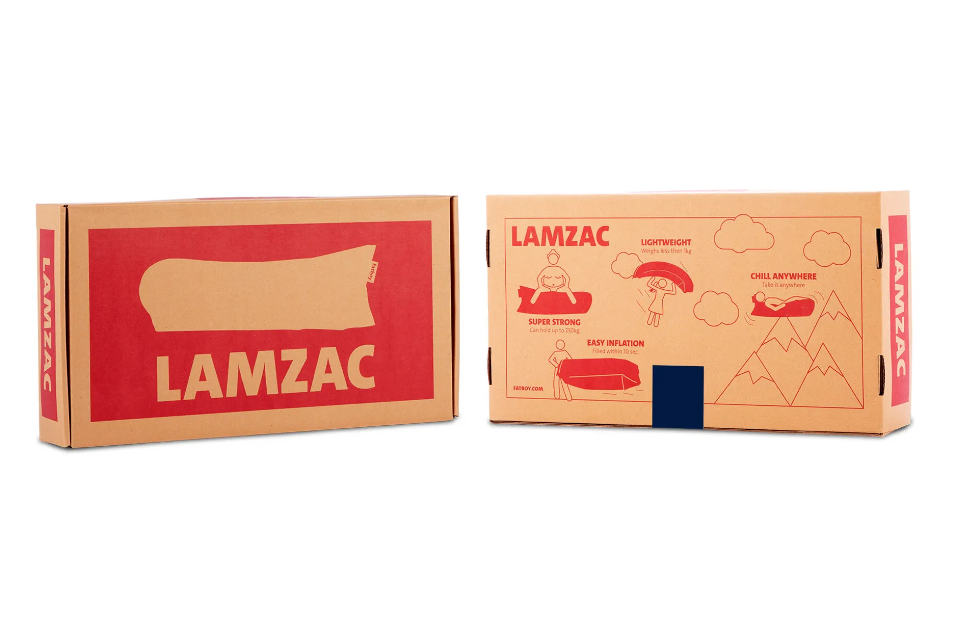 Lamzac 3.0 Pouf gonflable, bleu, 185x83x50 cm