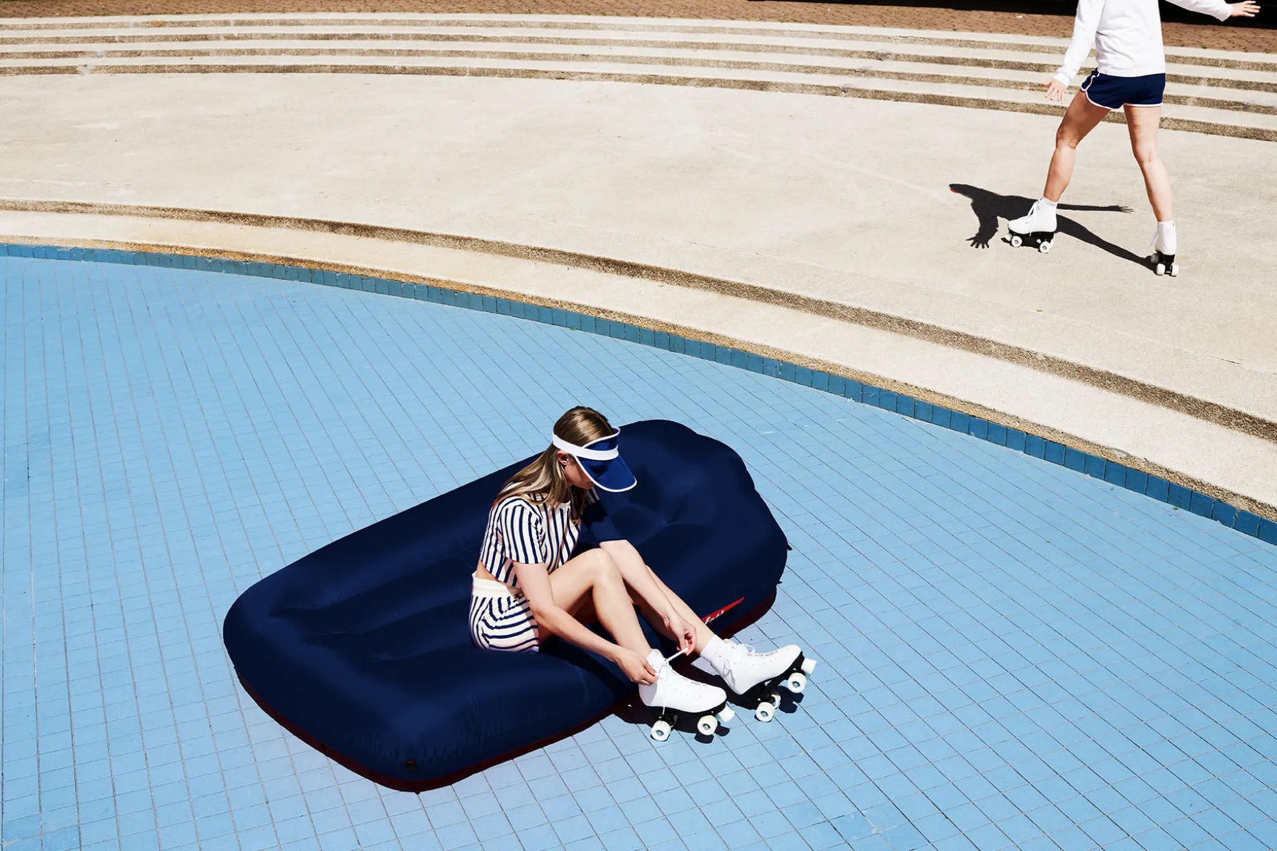 Lamzac L Pouf gonflable, bleu, 190x105x45 cm