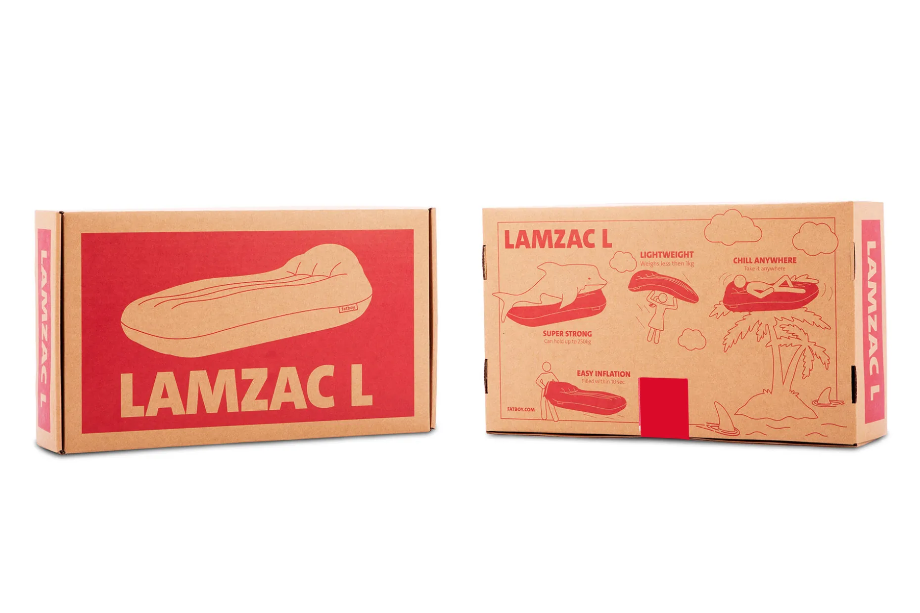 Lamzac L Pouf gonflable, rouge, 190x105x45 cm