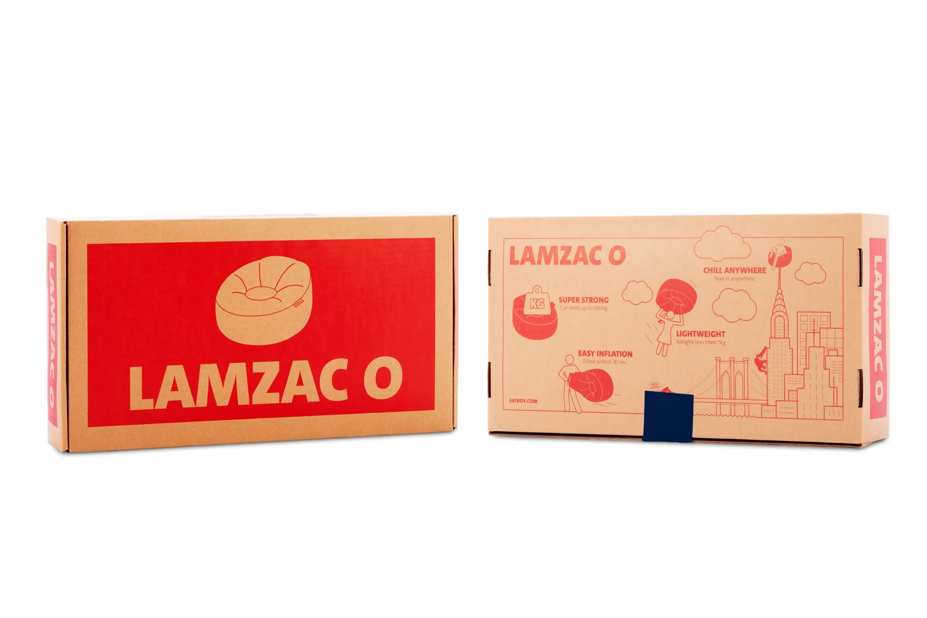 Lamzac O Pouf gonflable, bleu, 110x103x62 cm