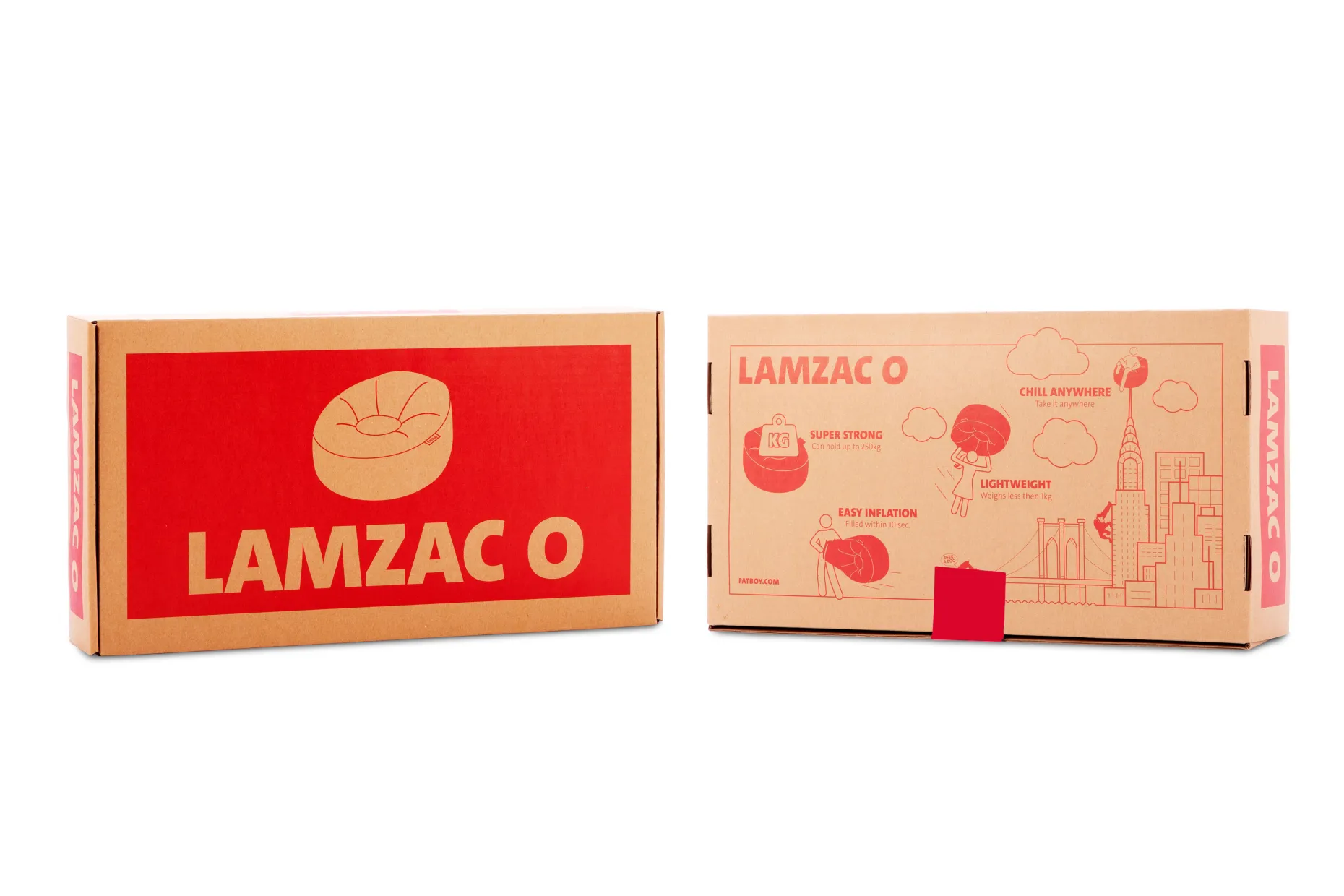 Lamzac O Pouf gonflable, rouge, 110x103x62 cm