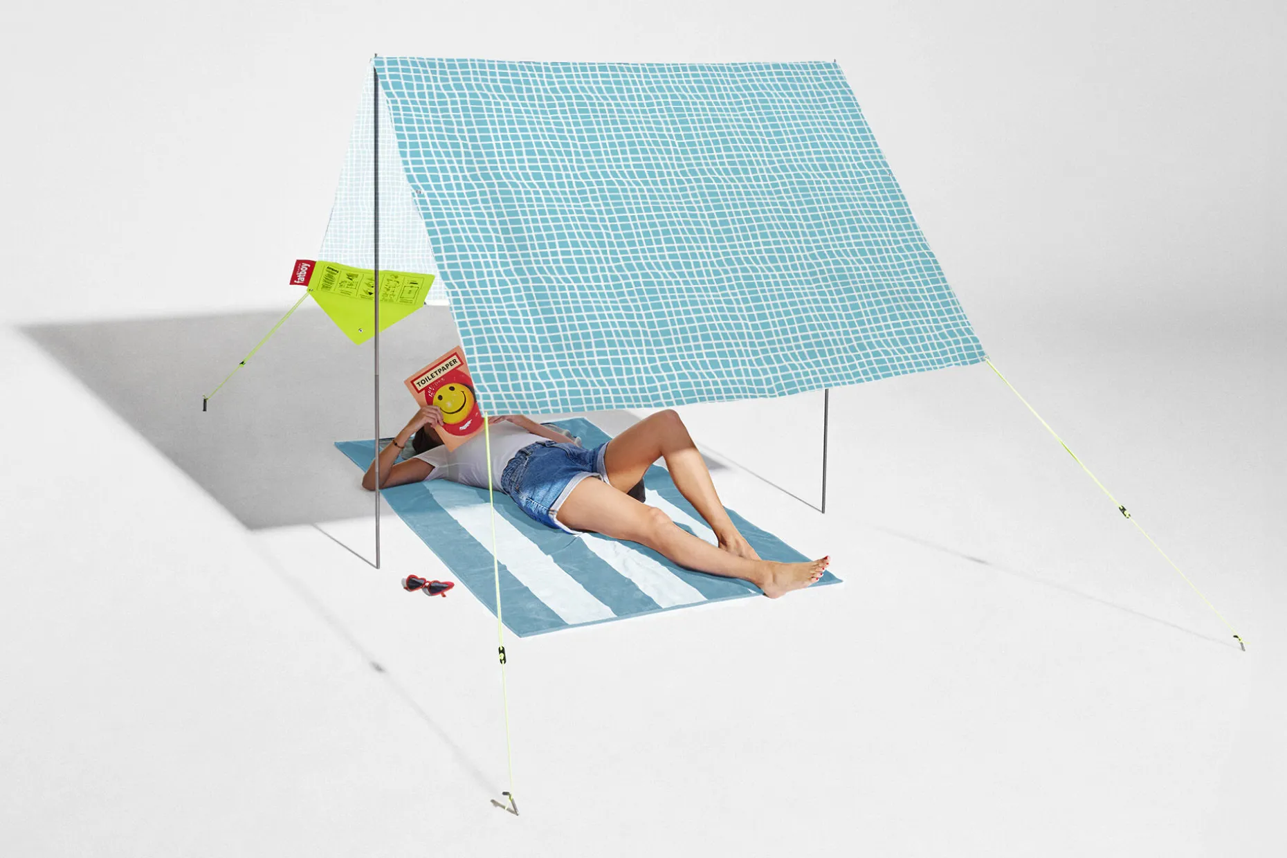 Miasun Tente de plage portable, bleu, 330x190x140 cm