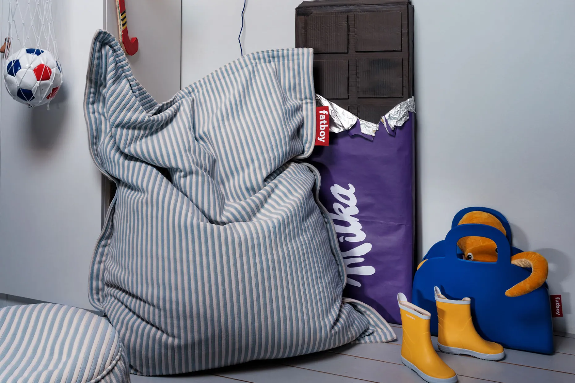 Original Slim Terry Pouf en éponge, bleu, 120x155 cm