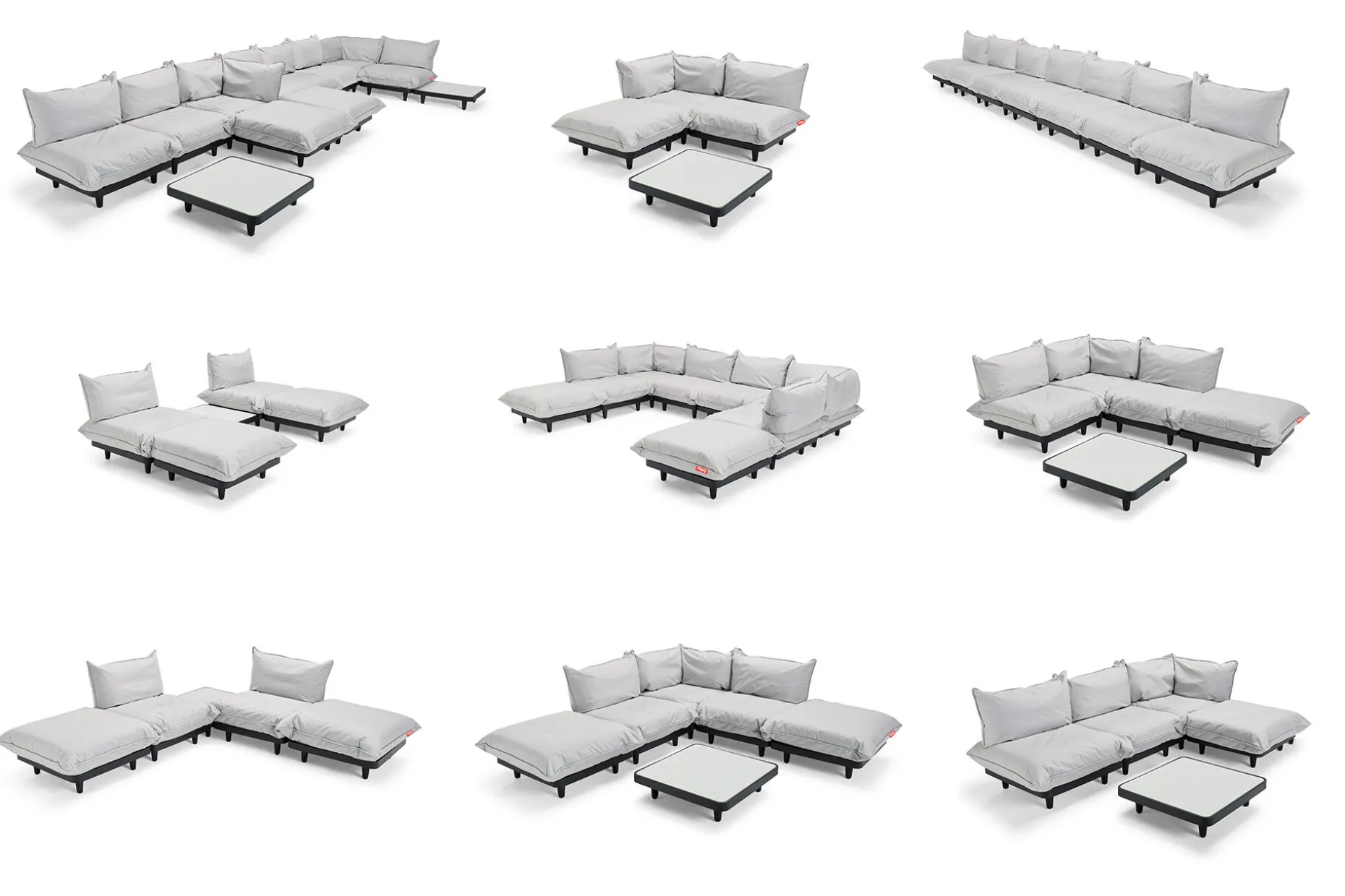 Paletti Hocker Hocker modulaire d’extérieur, gris, 100x100x45 cm
