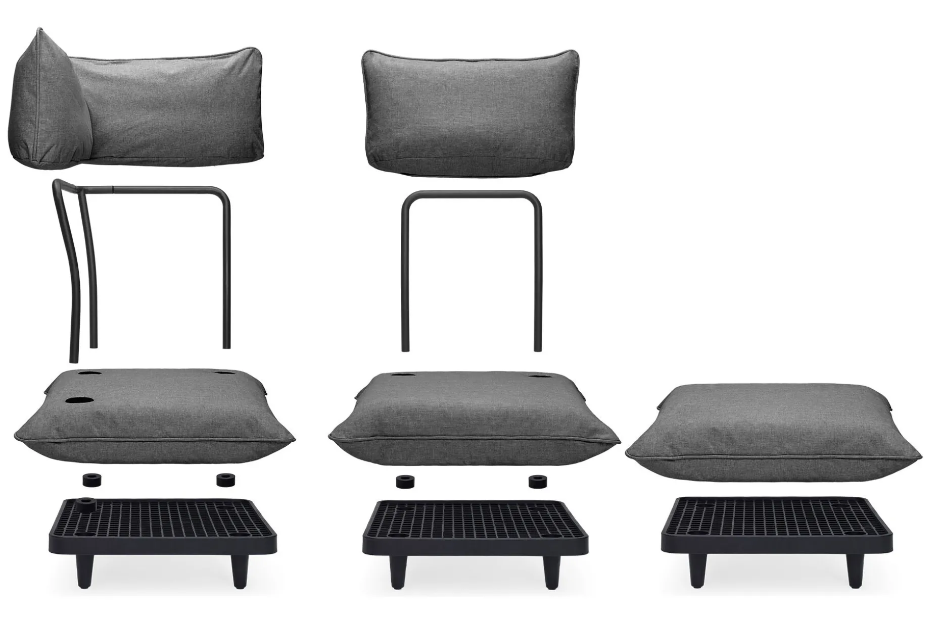 Paletti Seat Fauteuil lounge modulaire, gris, 100x100x90 cm