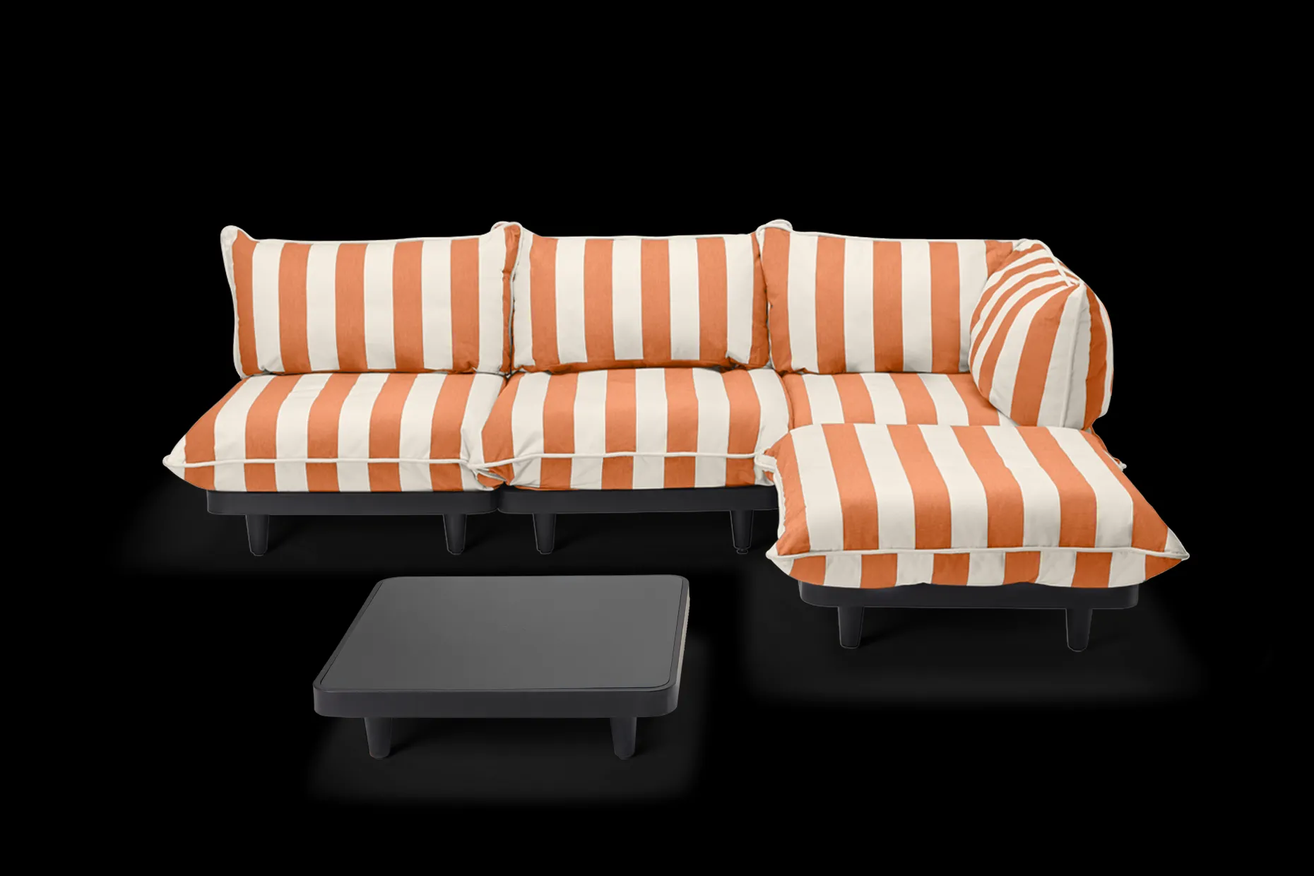Paletti Set Large + Table Ensemble lounge d’extérieur modulaire, 280x190x90 cm