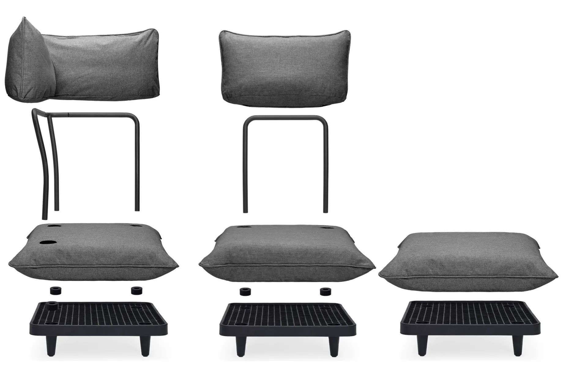 Paletti Set Large + Table Ensemble lounge d’extérieur modulaire, 280x190x90 cm