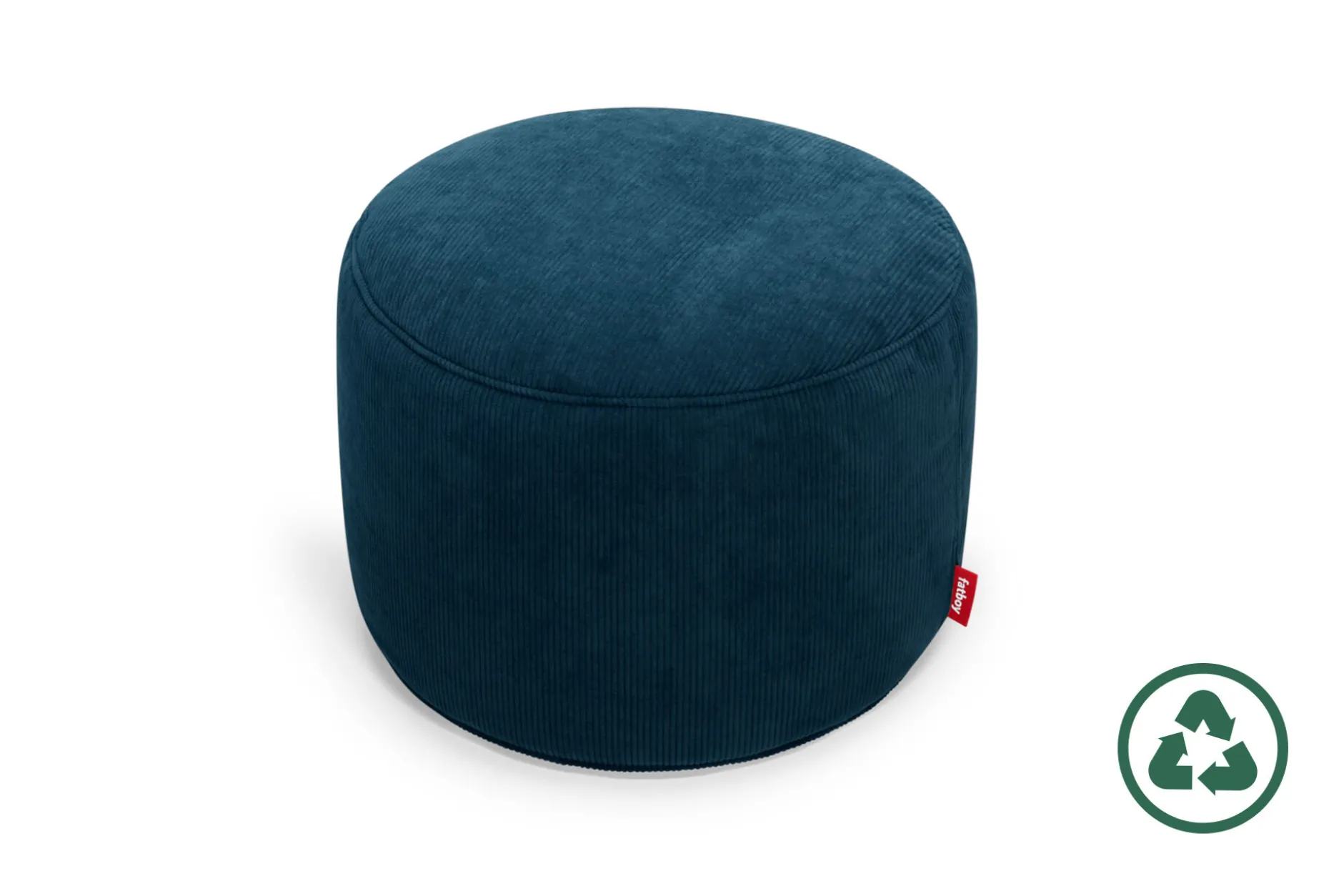 Point Cord Pouf en velours côtelé, bleu, 50x50x35 cm