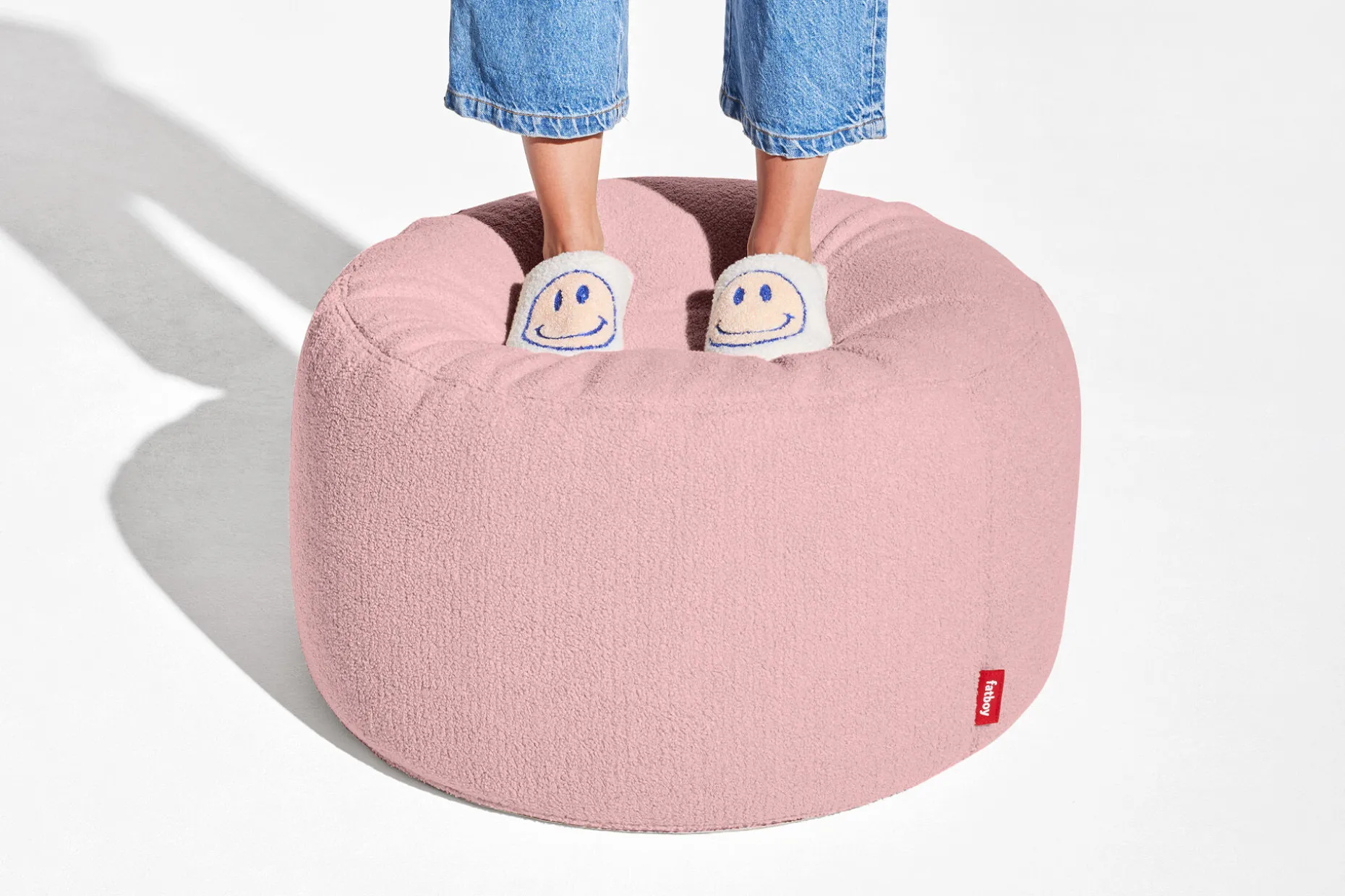Point Large Sherpa Grand pouf d’intérieur, rose, 70x70x40 cm