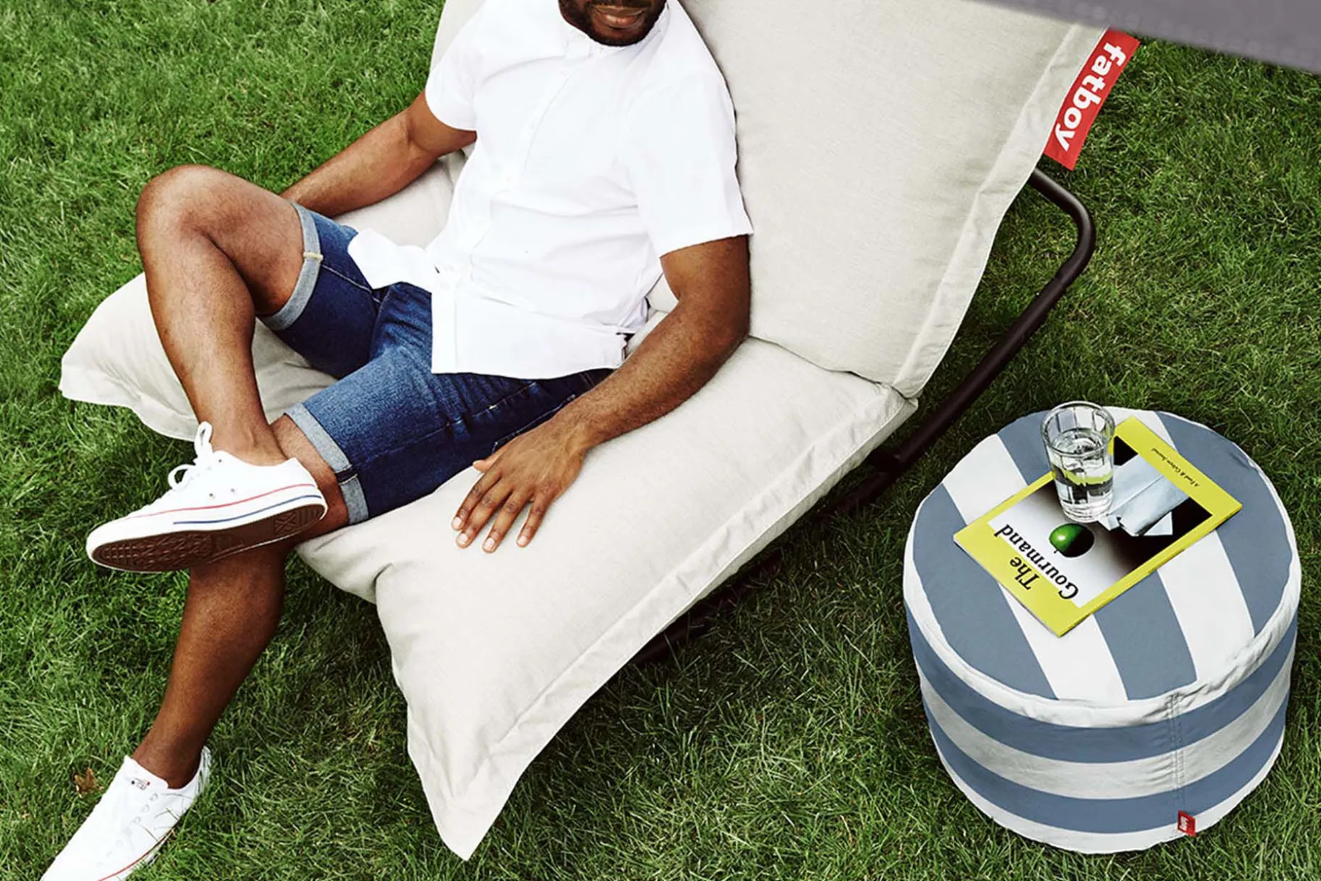 Point Outdoor Pouf d’extérieur, blanc, 50x50x35 cm