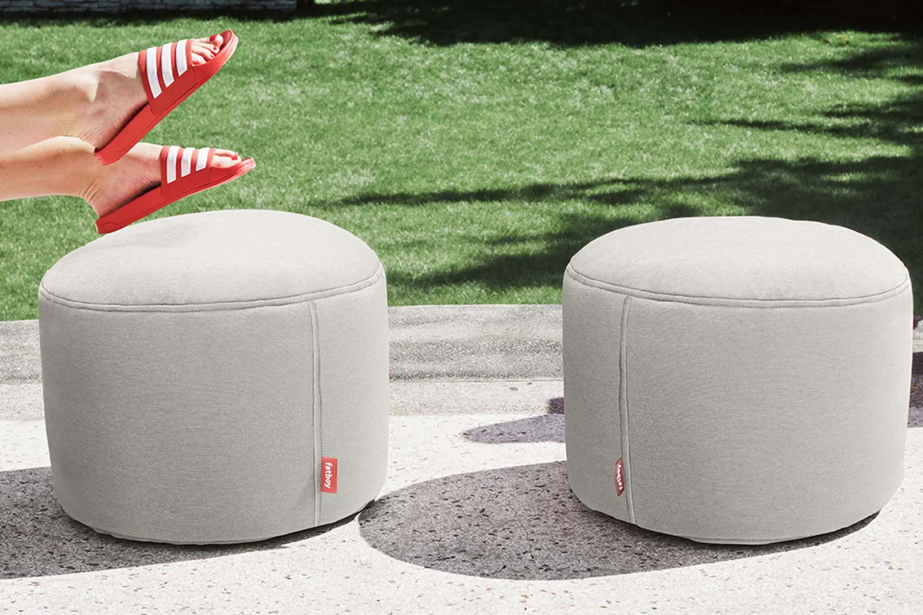 Point Outdoor Pouf d’extérieur, gris, 50x50x35 cm