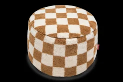 Point Teddy Chess Pouf en peluche, marron, 50x50x35 cm