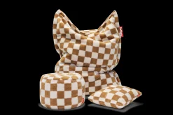 Point Teddy Chess Pouf en peluche, marron, 50x50x35 cm