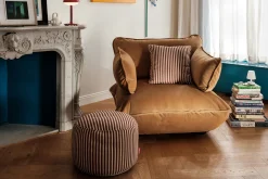 Point Terry Pouf en éponge, marron, 50x50x35 cm