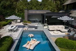 Stripesol + Base Black Parasol avec pied, 350x350x280 cm