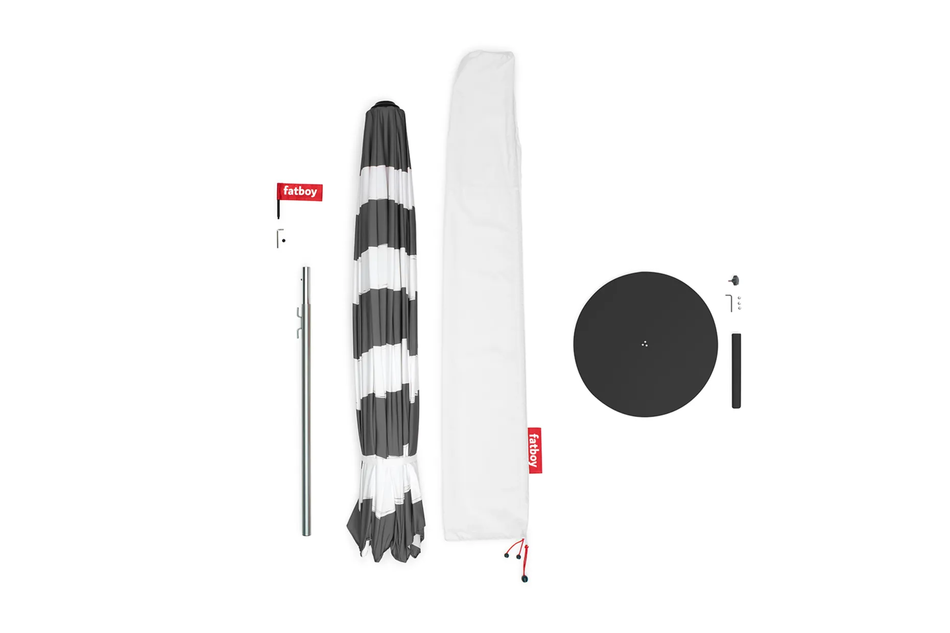 Stripesol + Base Black Parasol avec pied, 350x350x280 cm