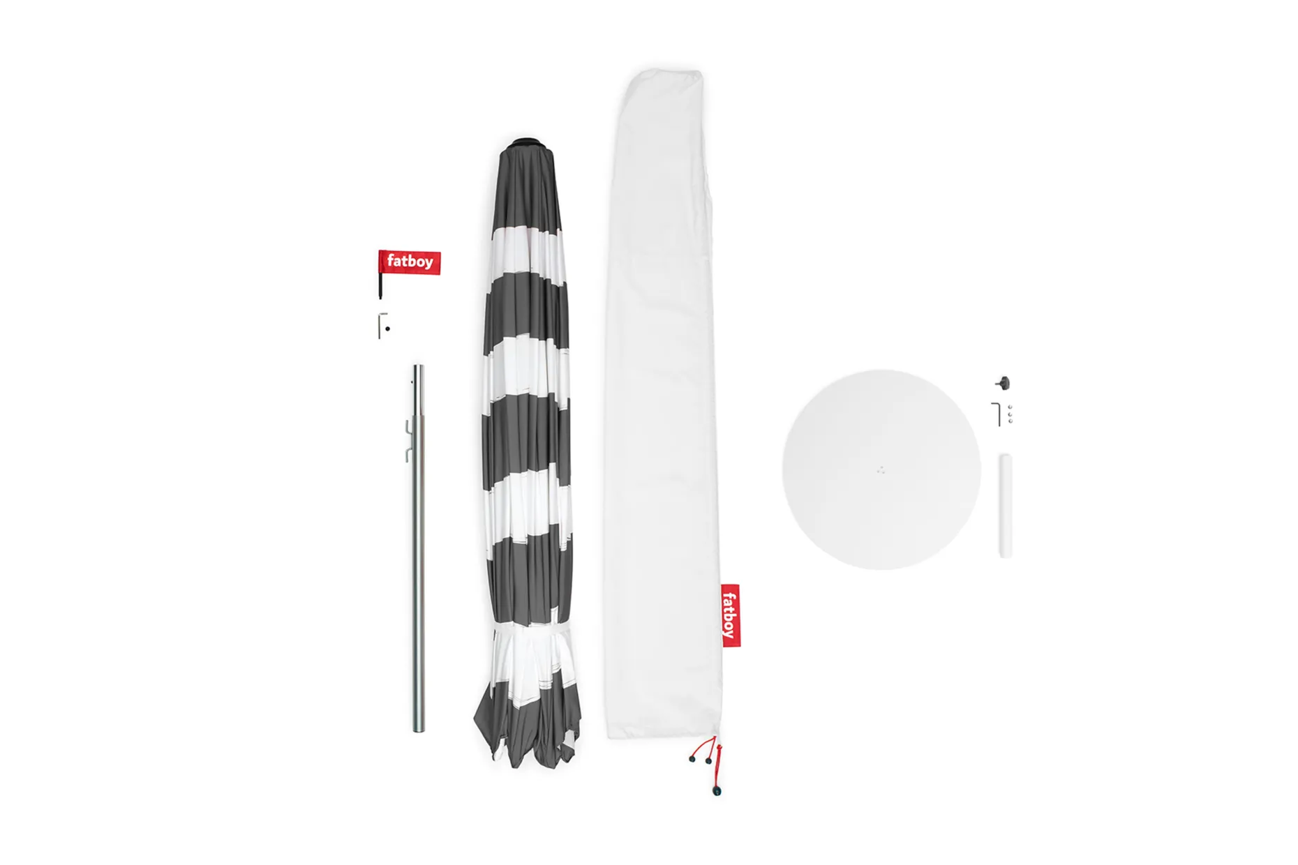 Stripesol + Base Light Grey Parasol avec pied, 350x350x280 cm