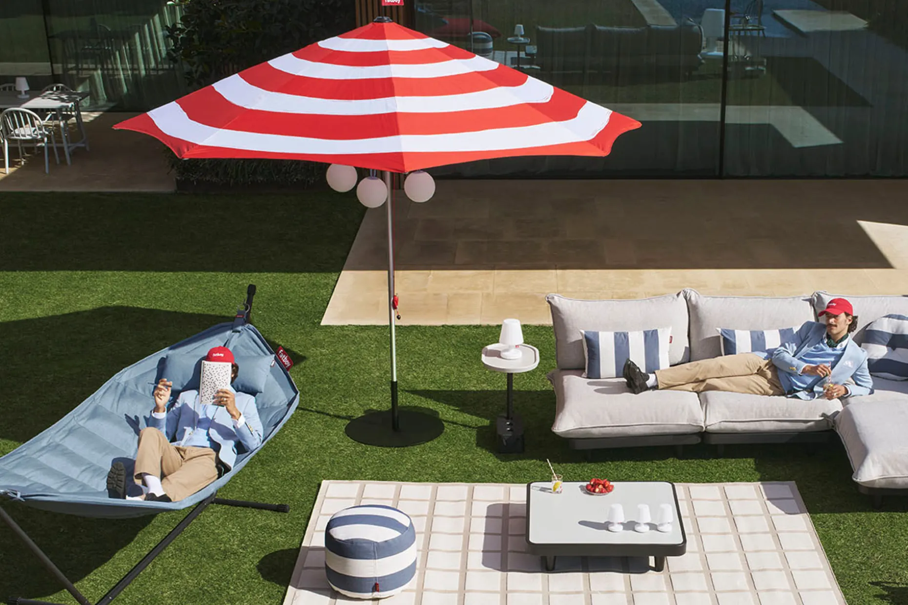 Stripesol 350 cm Parasol, rouge, 350x350x280 cm