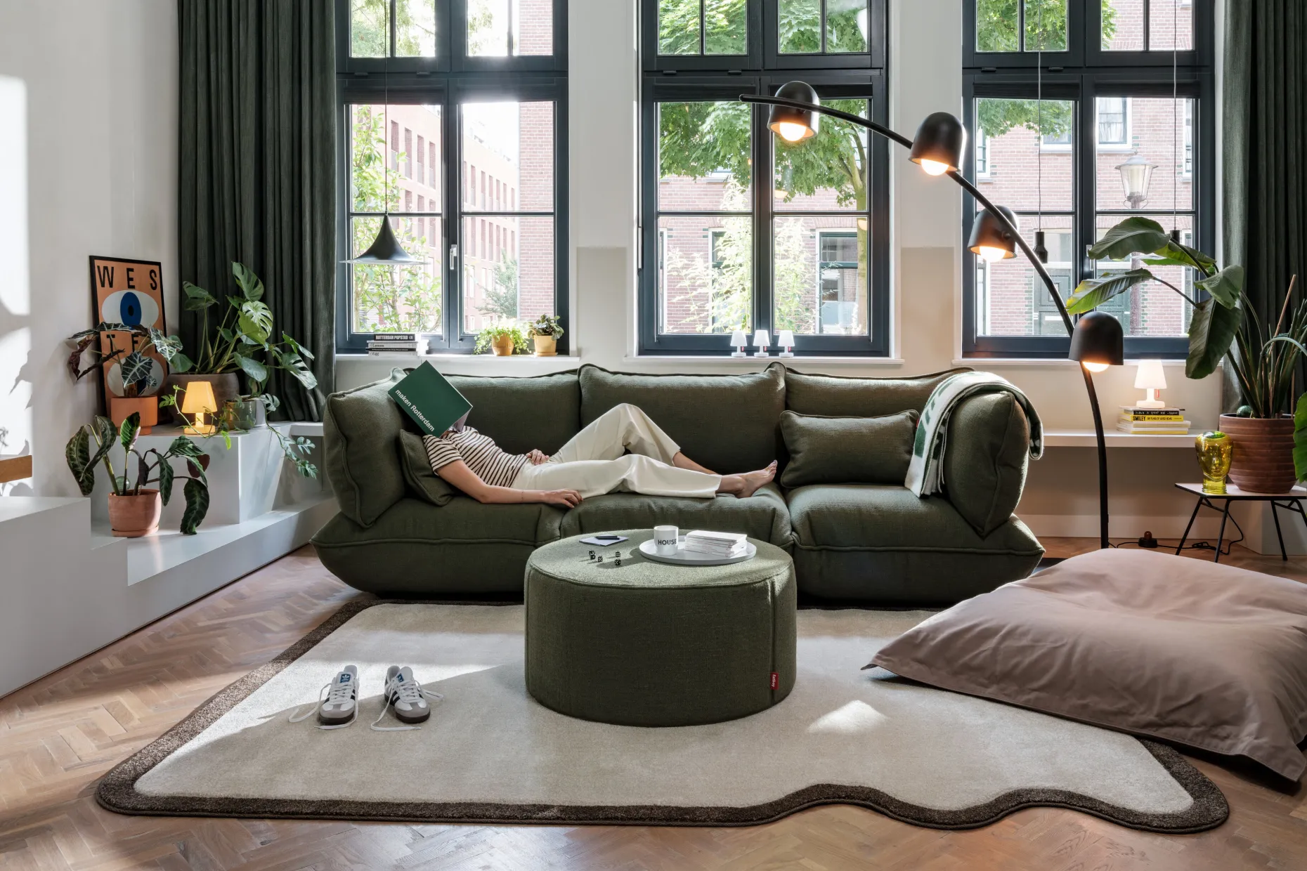 Sumo Corner Seat Boucle Corner Seat, vert, 108x108x90 cm