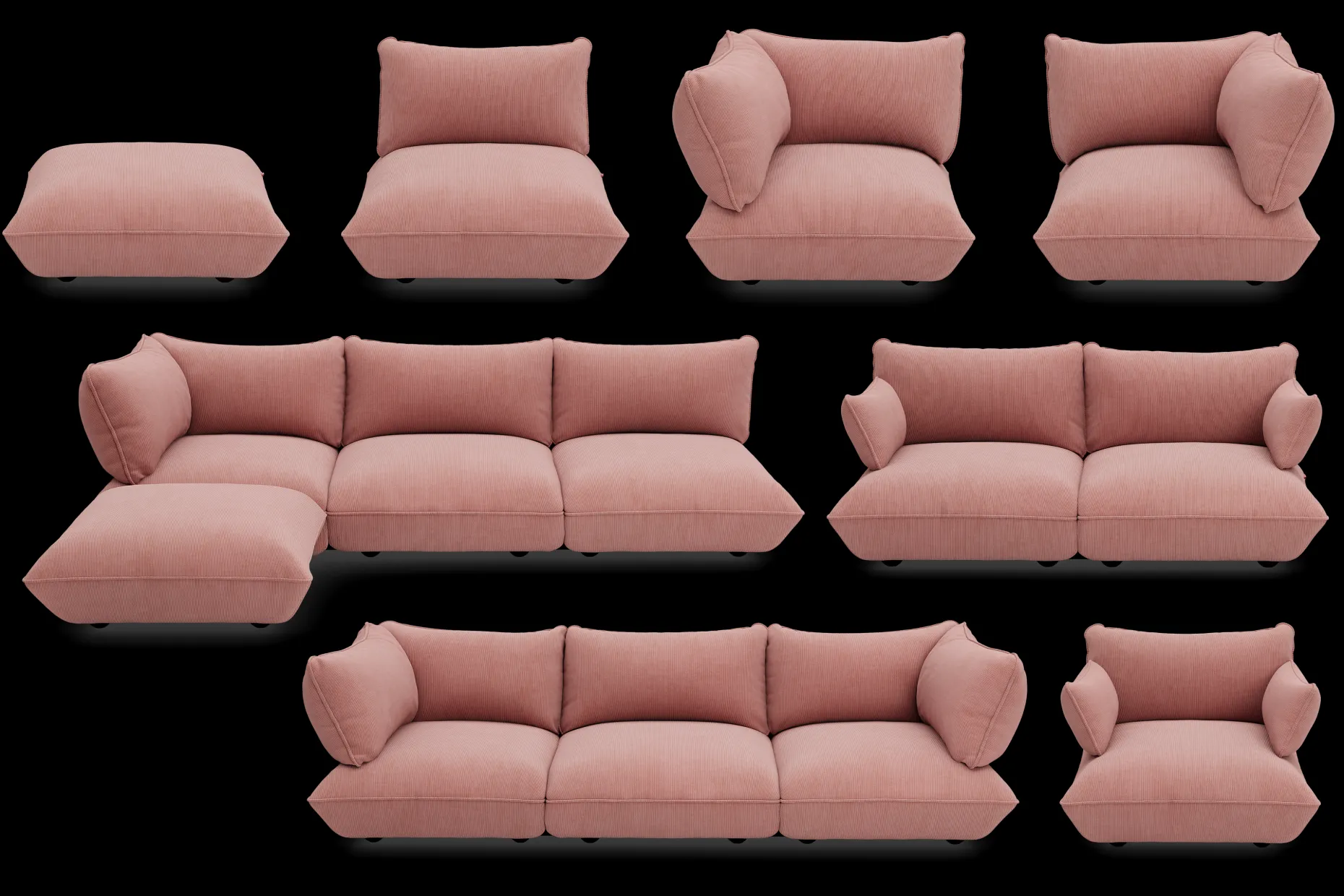Sumo Corner Seat Left Cord Corner Seat, rose,cm