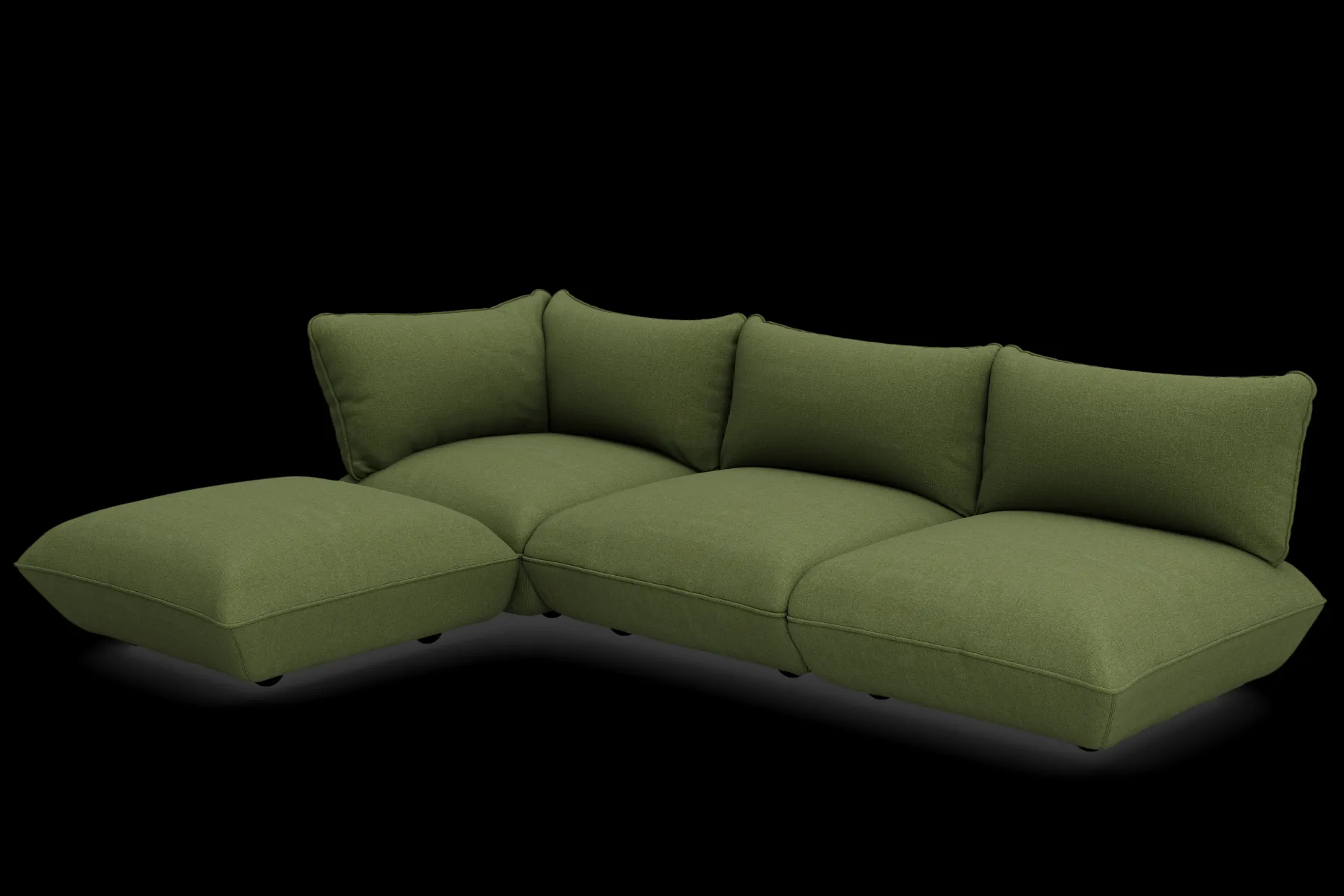 Sumo Corner Sofa Boucle Leaf Green Canapé modulaire d’intérieur, 301x108x90 cm