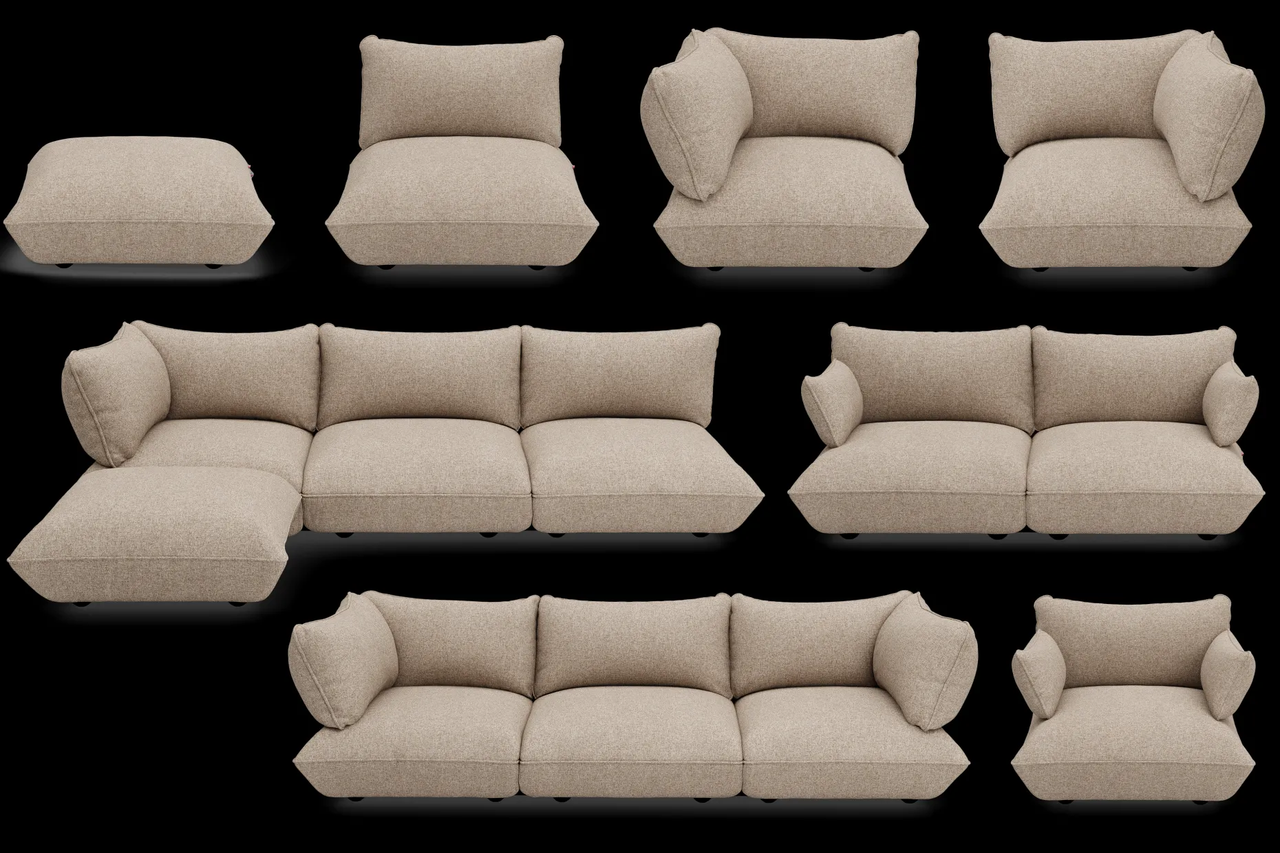 Sumo Corner Sofa Boucle Light Brown Melange Canapé modulaire d’intérieur, 301x108x90 cm
