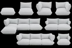 Sumo Corner Sofa Boucle Light Grey Melange Canapé modulaire d’intérieur, 301x108x90 cm