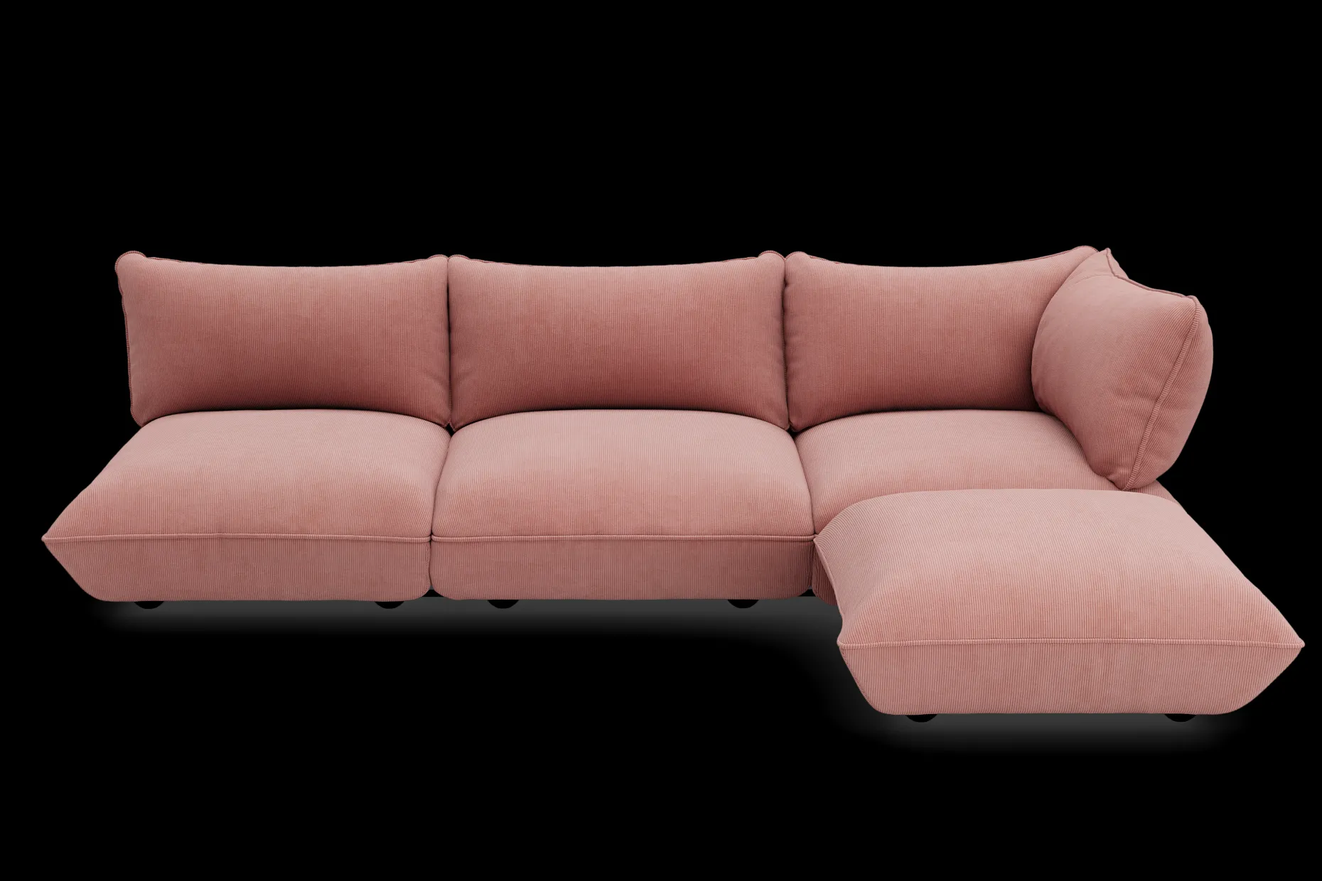 Sumo Corner Sofa Right Cord Soft Pink Canapé modulaire d’intérieur, 301x108x90 cm