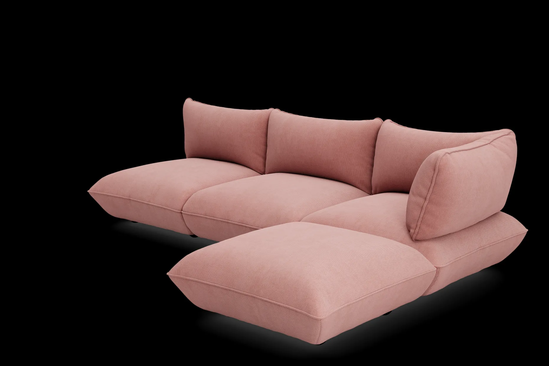 Sumo Corner Sofa Right Cord Soft Pink Canapé modulaire d’intérieur, 301x108x90 cm