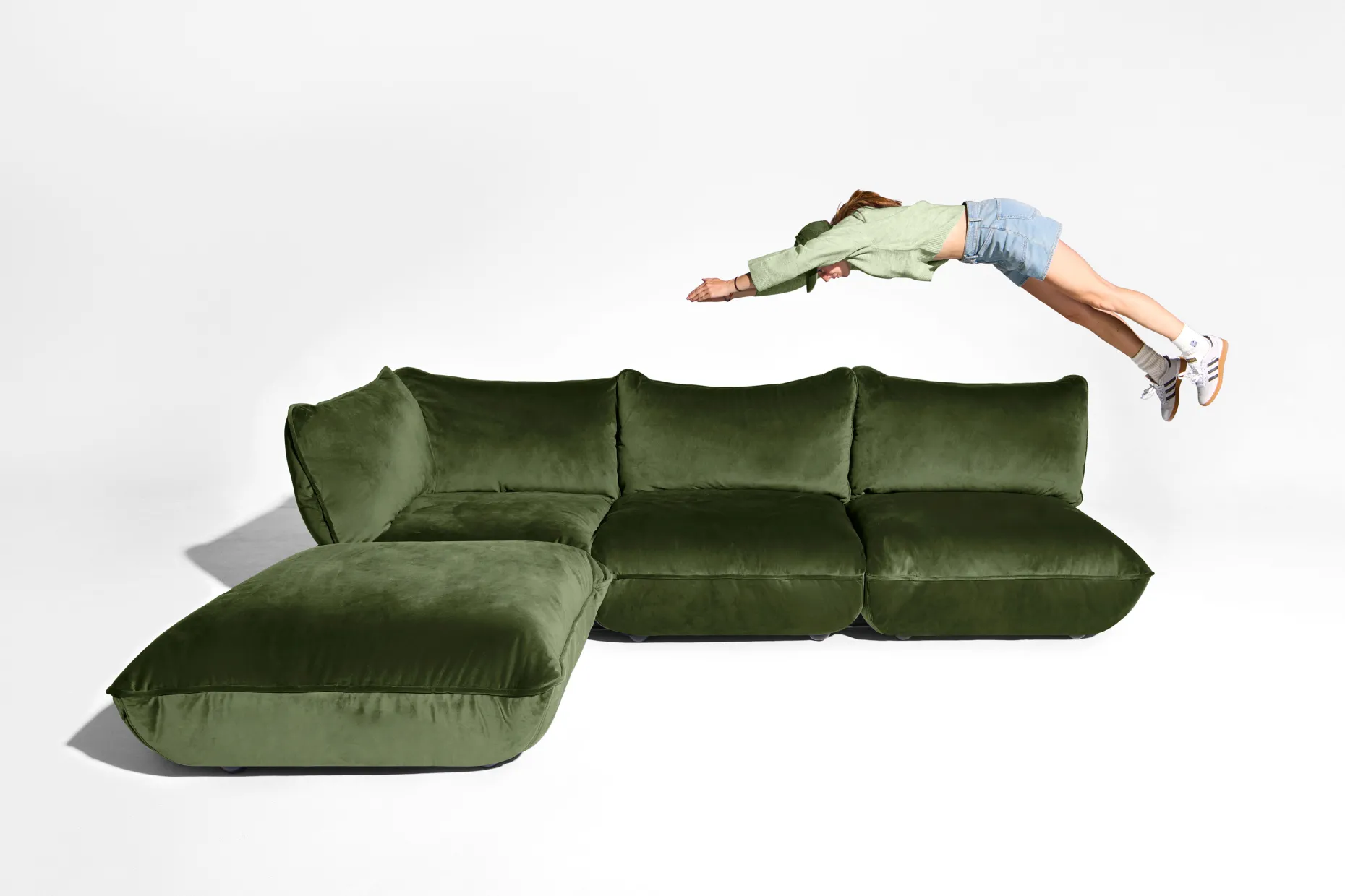 Sumo Corner Sofa Velvet Canapé modulaire d’intérieur, 301x108x90 cm