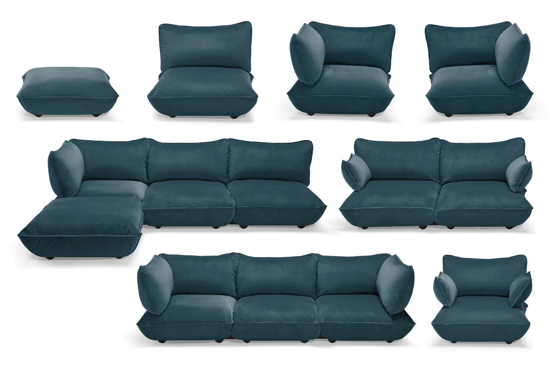 Sumo Corner Sofa Velvet Canapé modulaire d’intérieur, 301x108x90 cm