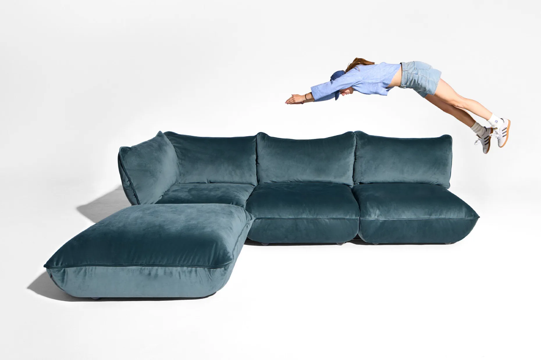 Sumo Seat Velvet Seat, bleu, 108x108x90 cm