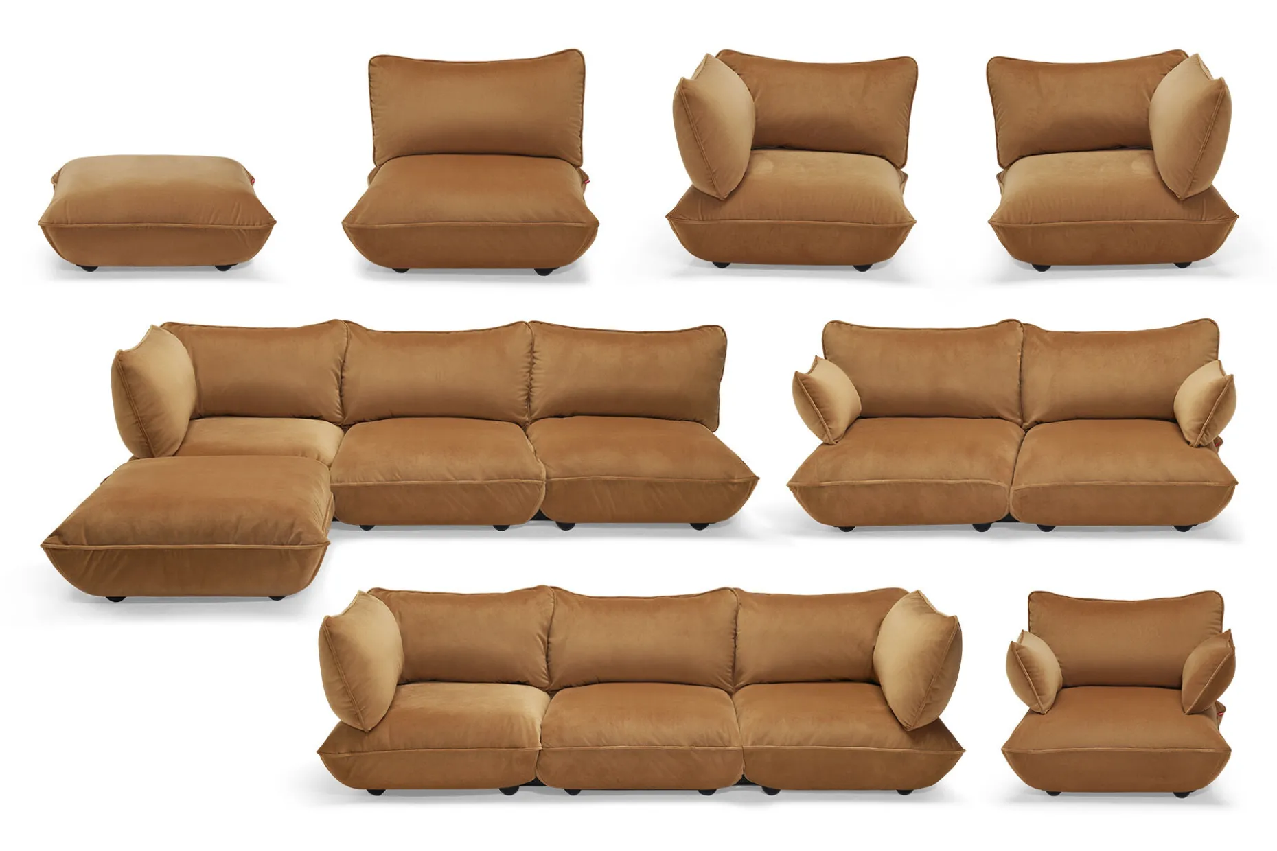 Sumo Seat Velvet Seat, marron, 108x108x90 cm