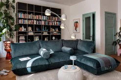 Sumo Sofa Grand Velvet Petrol Canapé modulaire d’intérieur, 301x108x90 cm