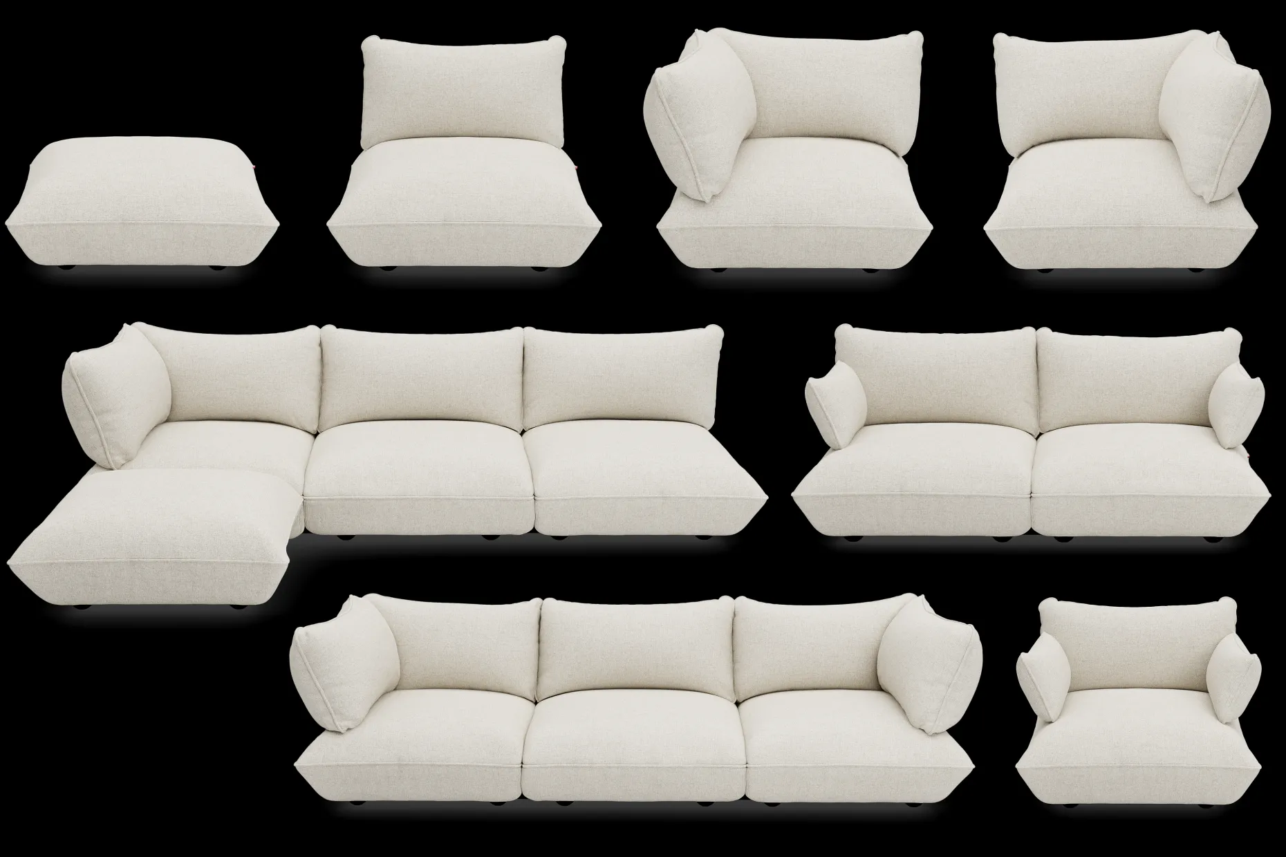 Sumo Sofa Medium Boucle Beige Canapé modulaire d’intérieur, 210.5x108x90 cm