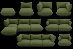 Sumo Sofa Medium Boucle Leaf Green Canapé modulaire d’intérieur, 210.5x108x90 cm